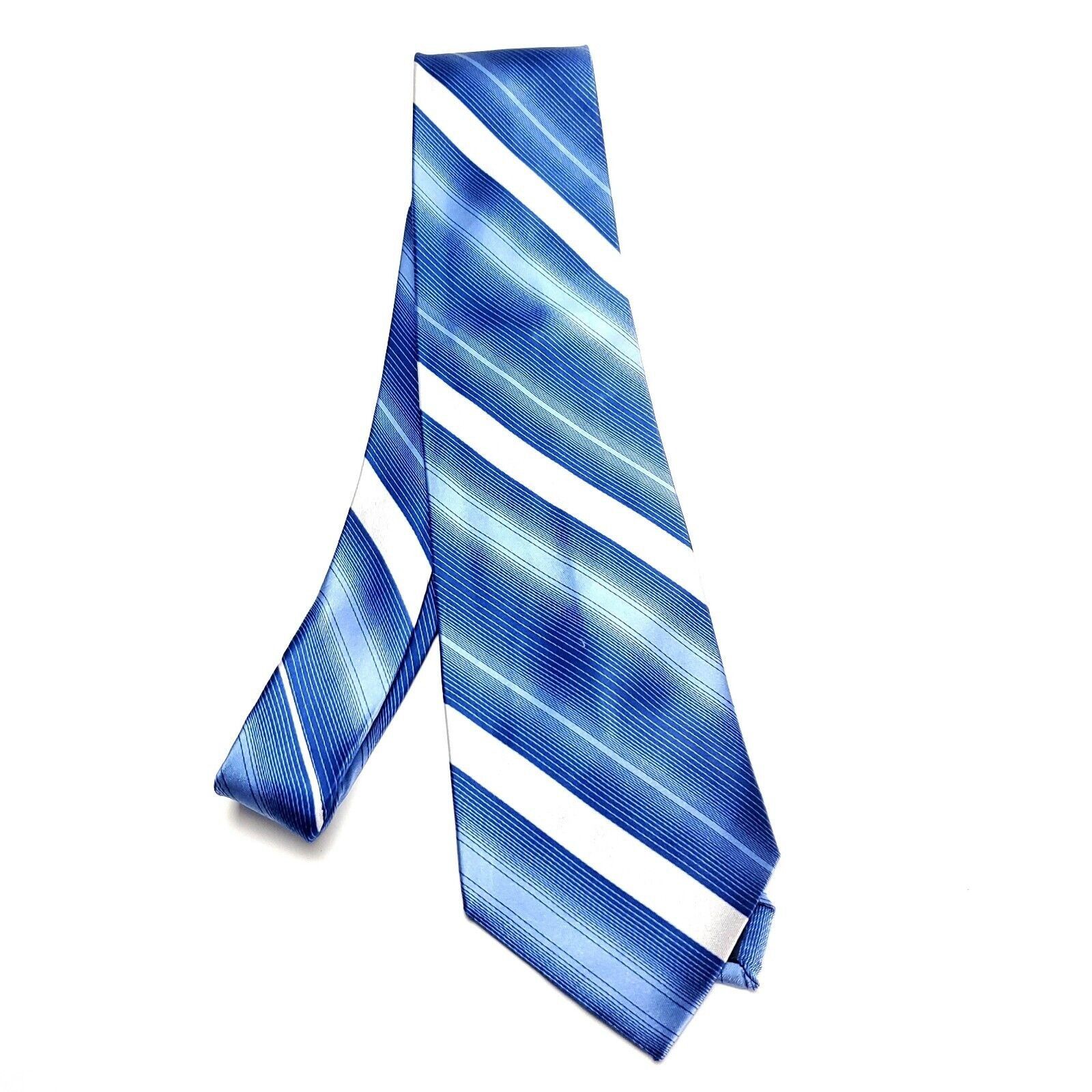 Pierre Cardin Pierre Cardin Blue & White Silk Tie Woven Striped Size ONE SIZE - 6 Thumbnail