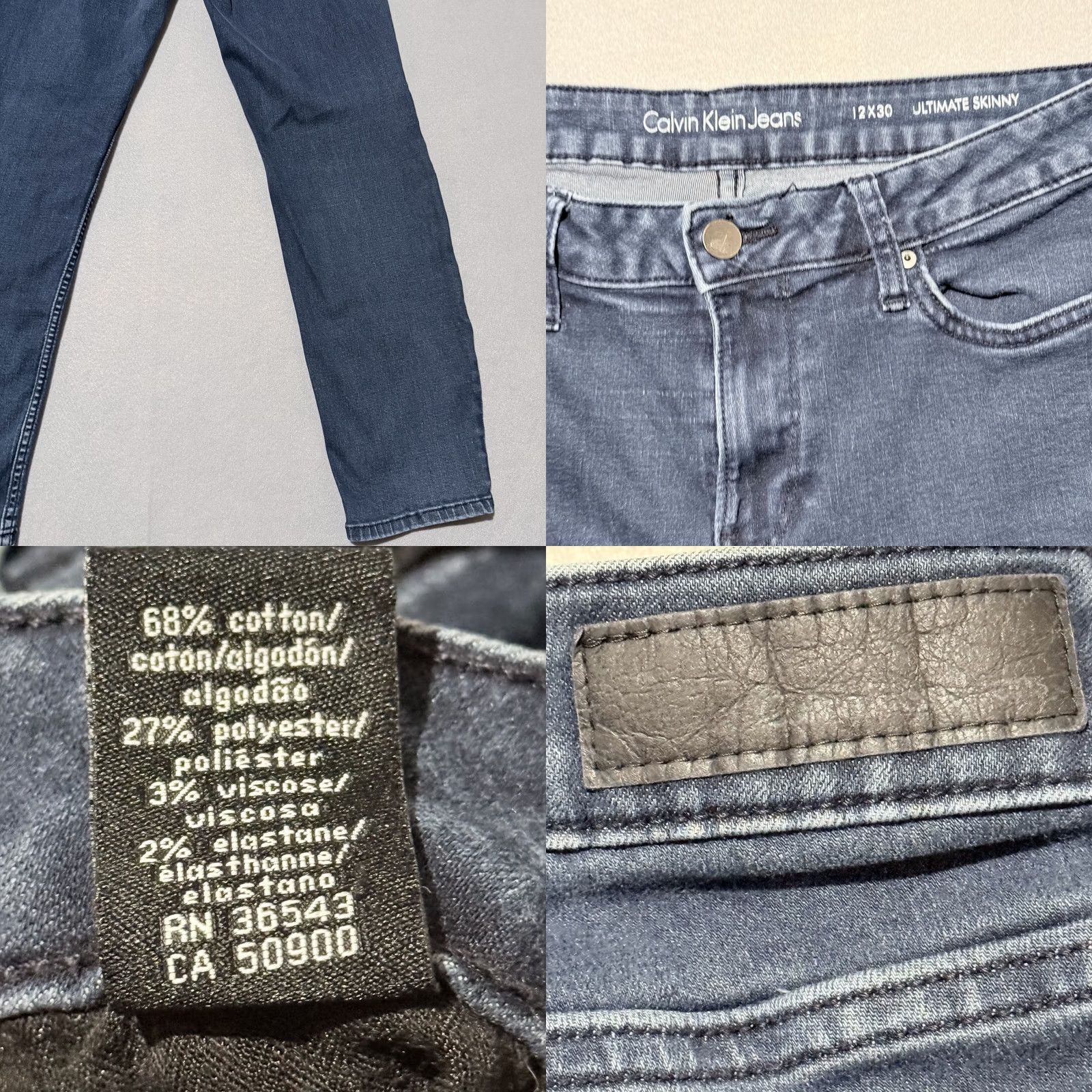 Calvin Klein Calvin Klein Jeans Women Blue Denim Skinny 12x30 5-Pocket Zipper Button Jeans Urban 90s City Retro Womens Size 34" / US 12 / IT 48 - 8 Thumbnail