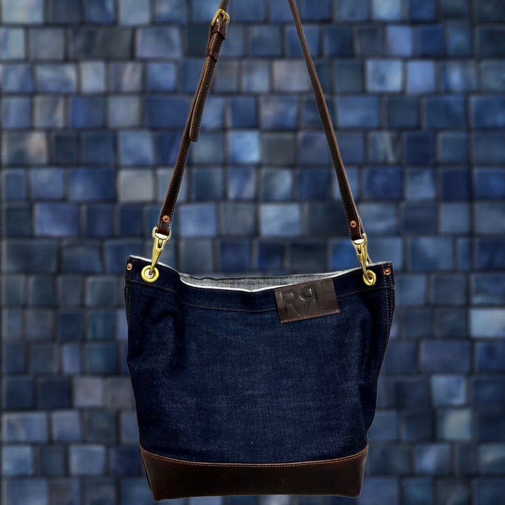 Ralph Lauren RRL Ralph Lauren Shoulder Bag Denim Leather Dark Indigo Logo Medium Unisex Adults Size ONE SIZE - 1 Thumbnail
