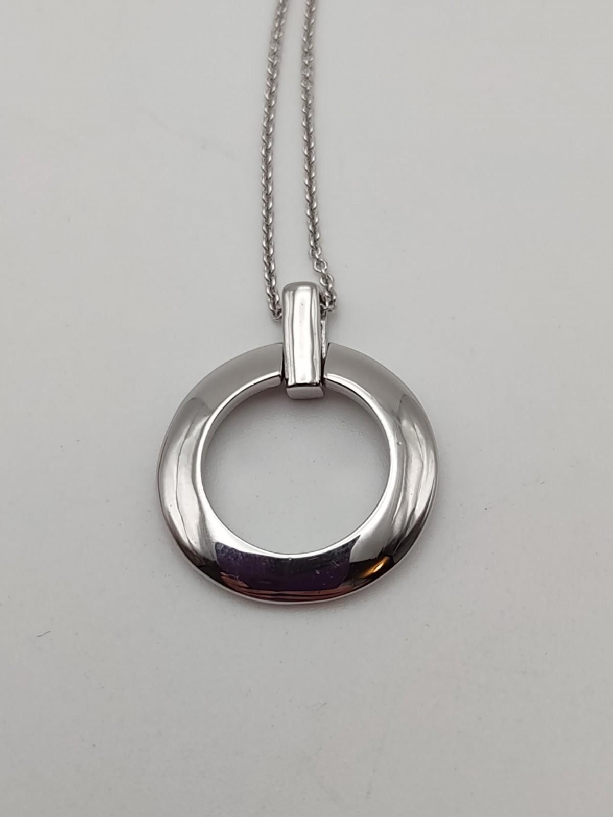 Fashion Victim Modern 925 Sterling Silver FAS Open Circle Hoop Necklace 18" Size ONE SIZE - 1 Thumbnail