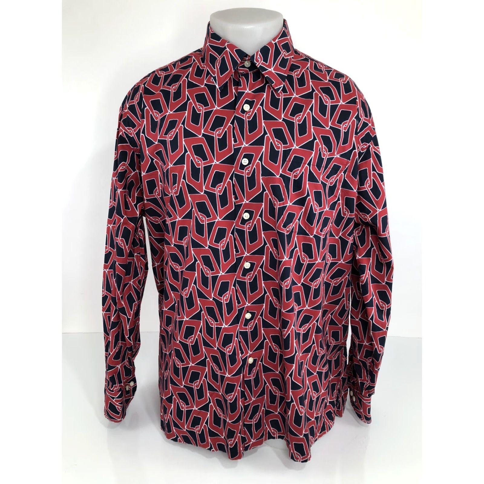 Vintage BULLock & Jones / USA - Abstract chain links Mens XL Shirt - EXCELLENT Size US XL / EU 56 / 4 - 2 Thumbnail