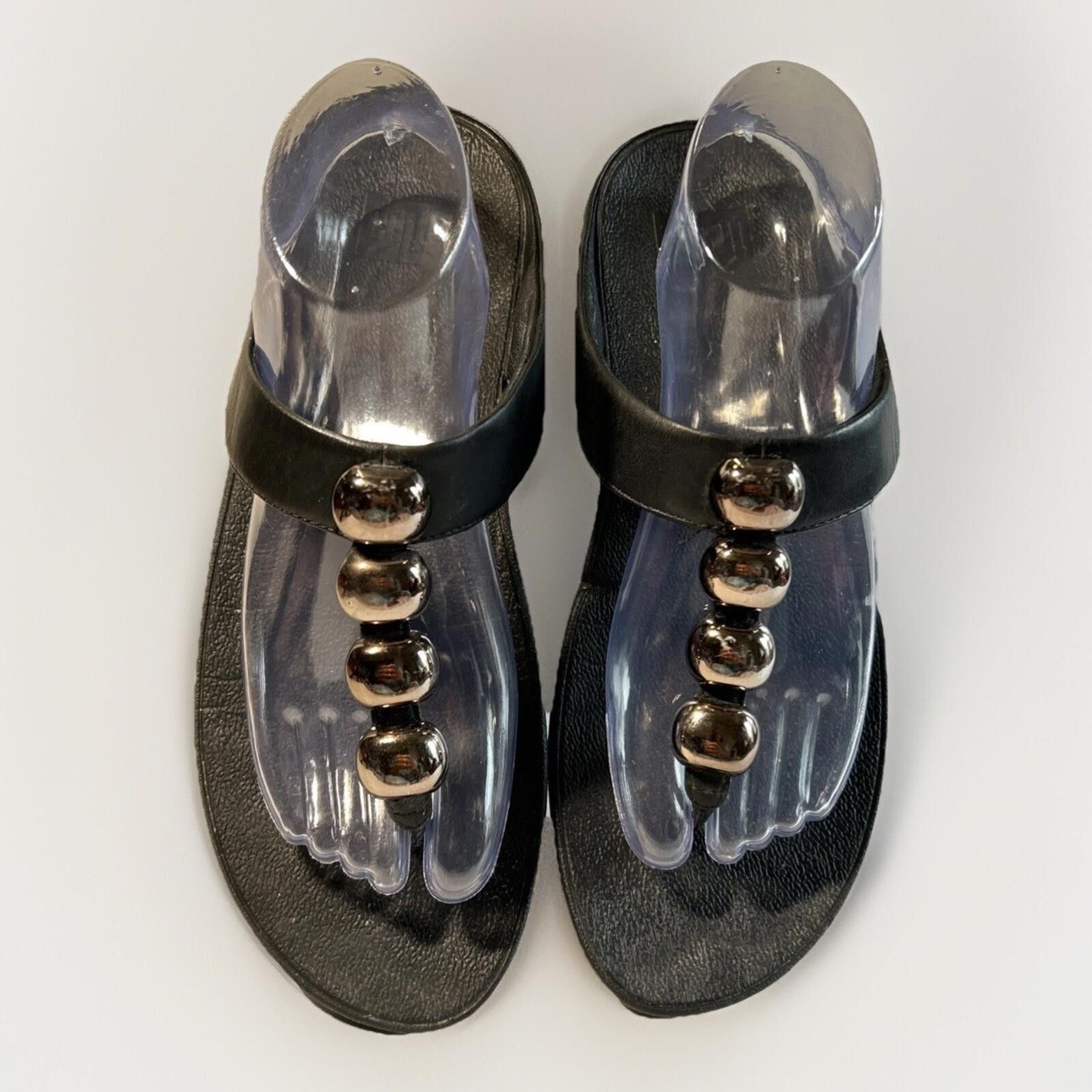 Other FitFlop Womens Rola Sandals Size 10 Black Thong Beaded Low Size US 10 / IT 40 - 2 Thumbnail