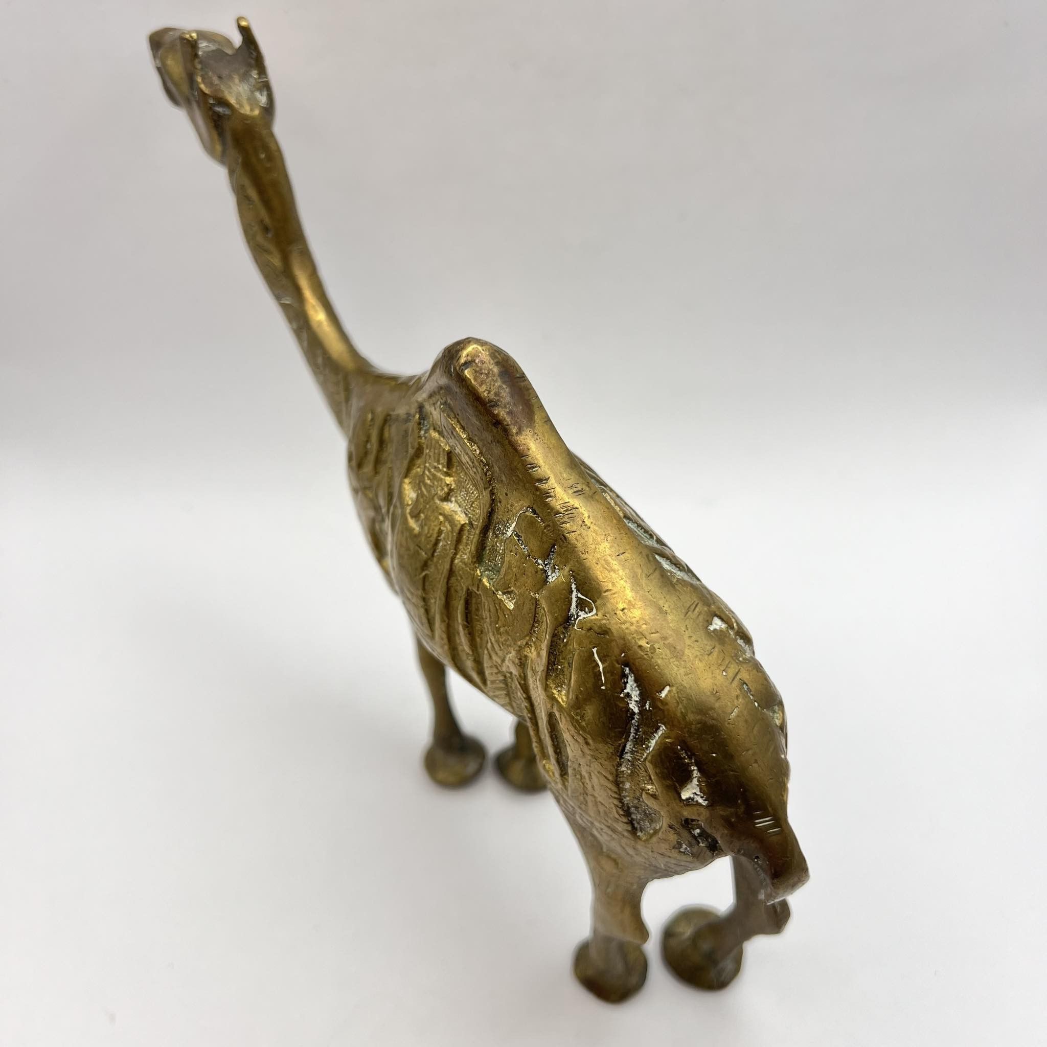 Vintage Large Vintage Brass Egyptian Etched Figure Statue Camel Home Size ONE SIZE - 7 Thumbnail