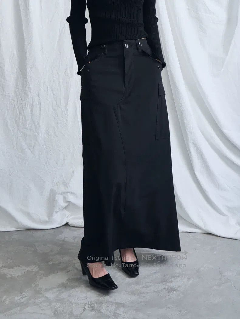 Junya Watanabe Junya Watanabe size S Black structured utility long skirt Size 23" - 2 Thumbnail