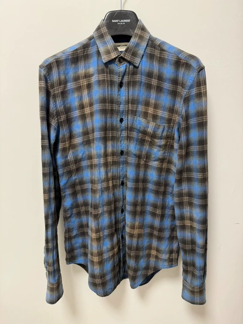 Saint Laurent Blue Black Check Shirt-2505