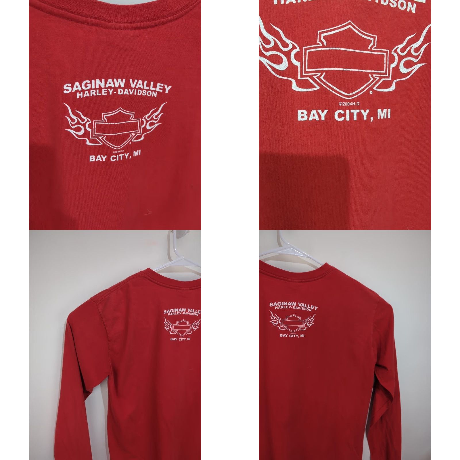 Harley Davidson Harley-Davidson Shirt Womens XL Red Long Sleeve Motorcycle Flag Stars Michigan Size XL / US 12-14 / IT 48-50 - 9 Thumbnail