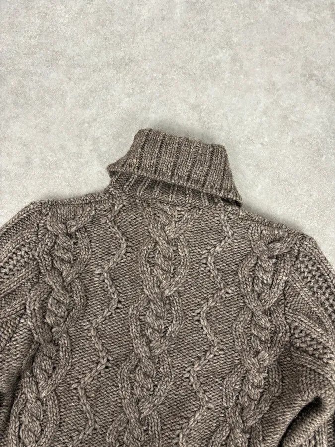 Roberto Cavalli AW2007 Cavalli Grey Wool Cable Knit Logo Buttoned Sweater Size US M / EU 48-50 / 2 - 6 Thumbnail