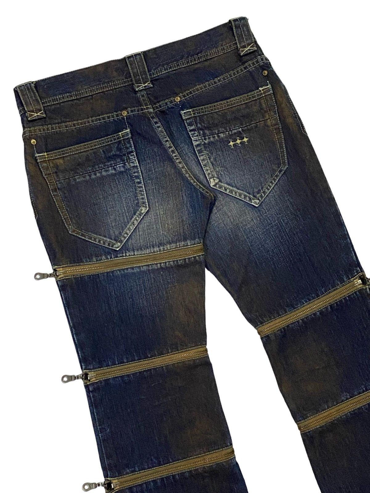 Beauty Beast Rare‼️Empire of the Baal Flare Multi-Zip Denim Jeans Size 30" / US 8 / IT 44 - 17 Thumbnail