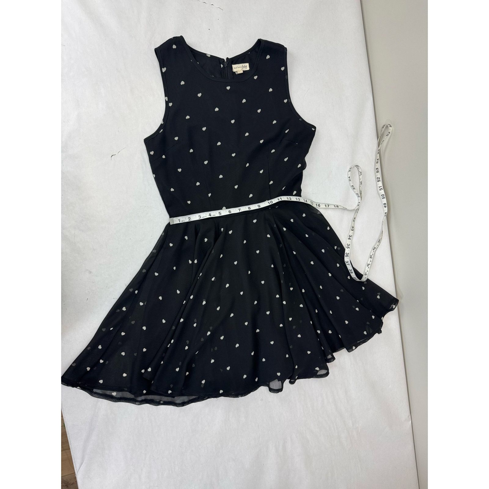 Anthropologie Maison Jules Fit and Flare Dress Hearts Black Medium Retro Size M / US 6-8 / IT 42-44 - 5 Thumbnail