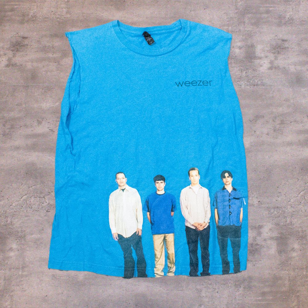 Band Tees Weezer blue album cut off bright blue tank top T-Shirt Size US S / EU 44-46 / 1 - 1 Thumbnail