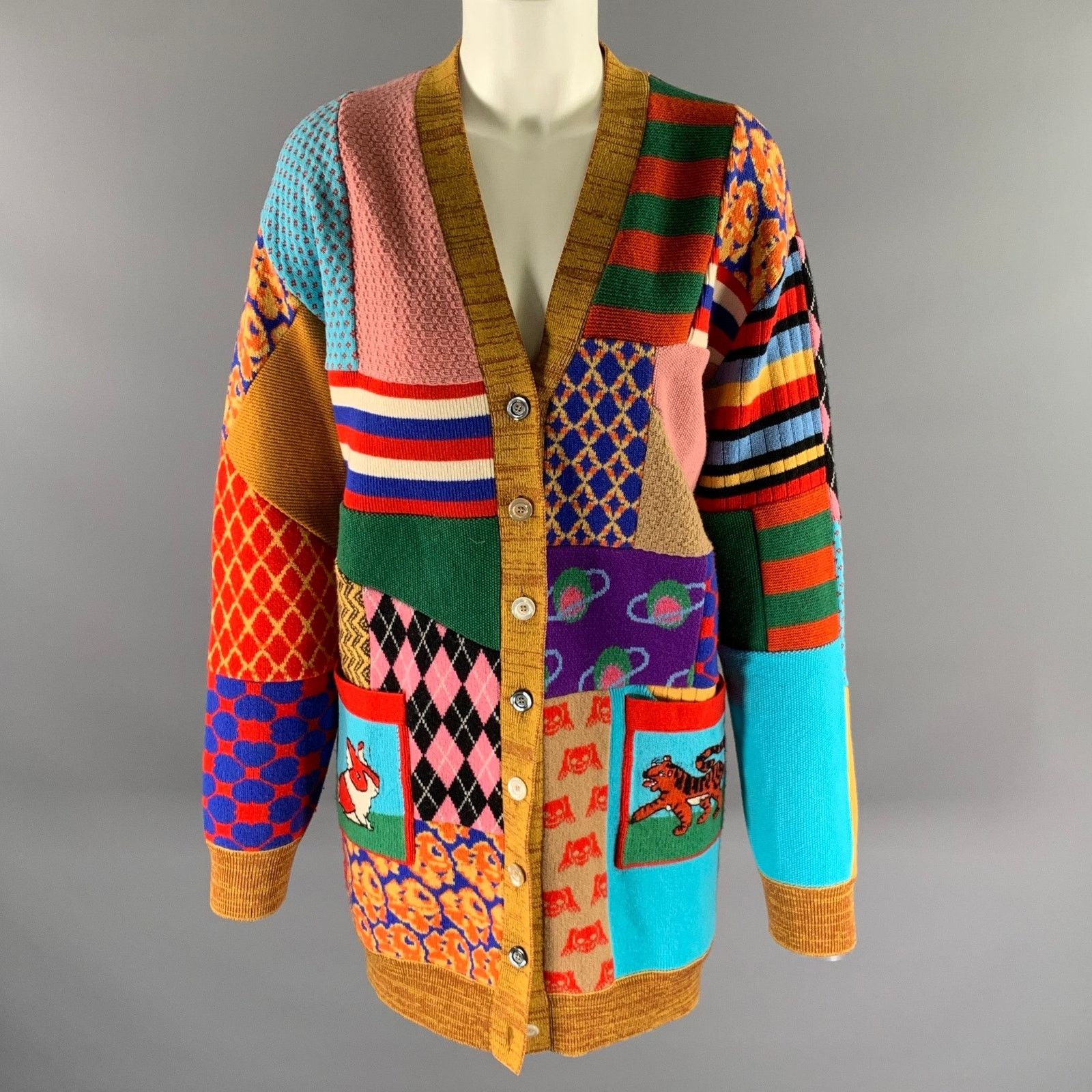 Gucci GUCCI Size XL Camel Wool Blend Patchwork Cardigan Size XL / US 12-14 / IT 48-50 - 1 Thumbnail