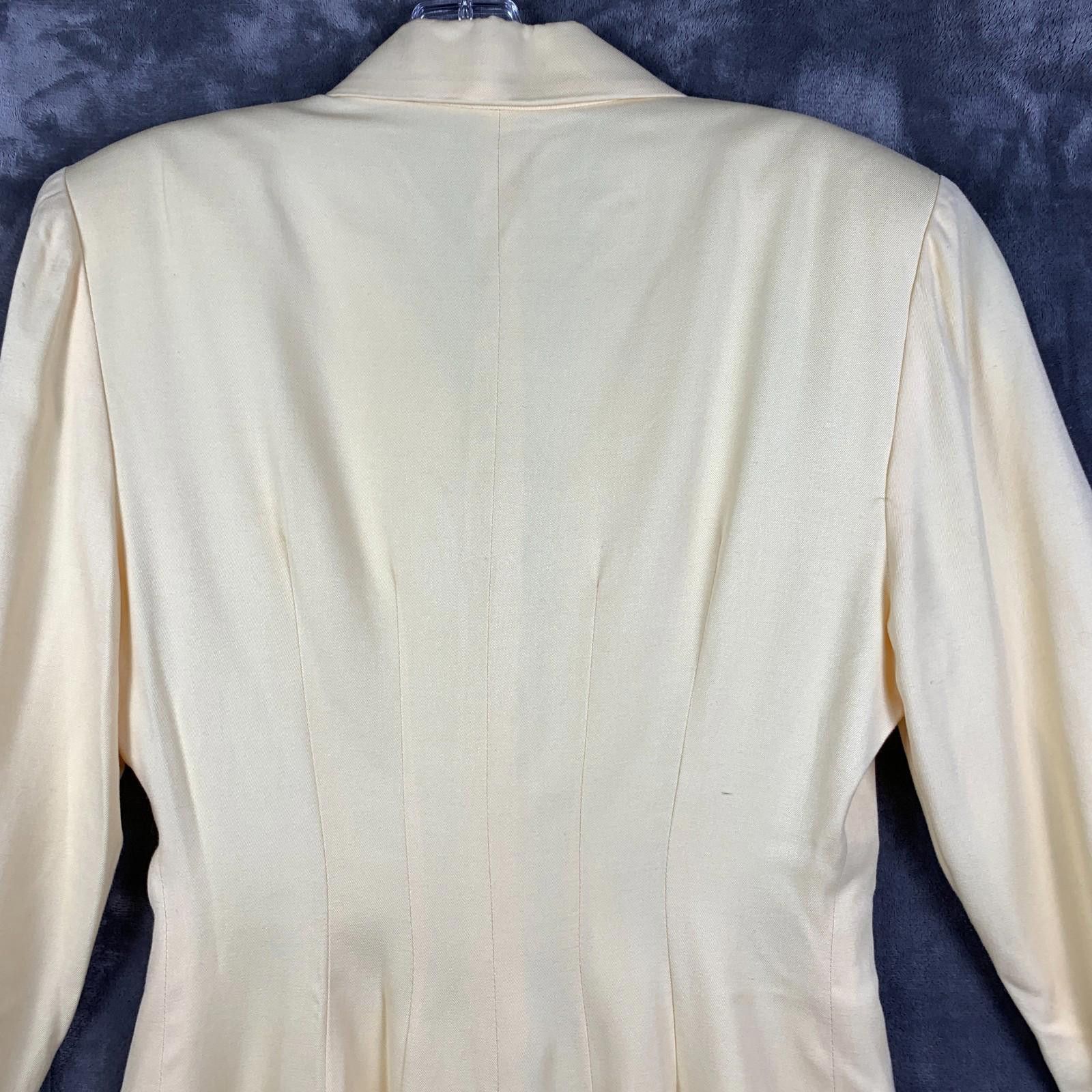 Designer VINTAGE Womens Liz Claiborne Yellow 7B Long Coat Sz. 12 (318 Size XL / US 12-14 / IT 48-50 - 4 Thumbnail
