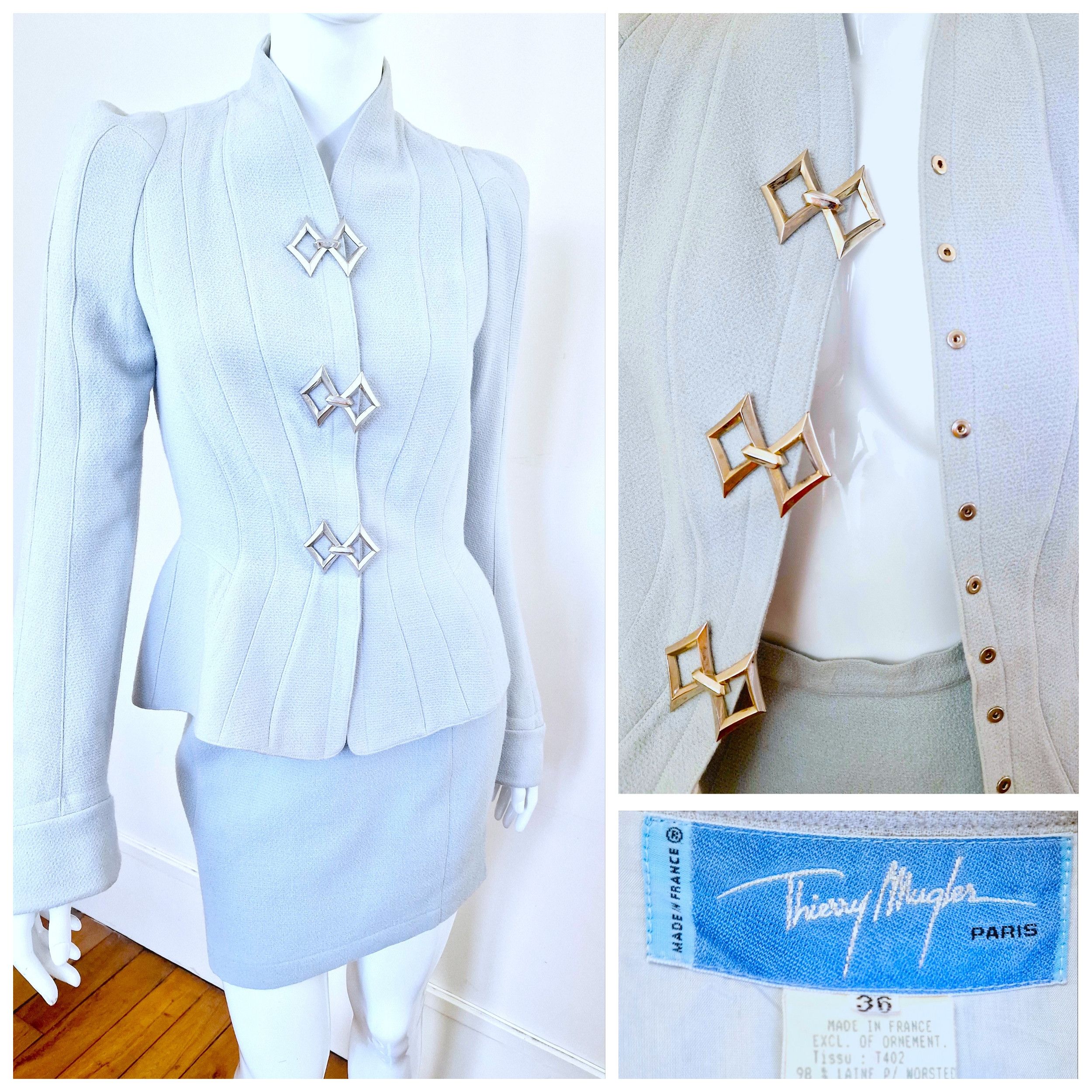 Thierry Mugler Thierry Mugler Metal Star Blue Couture XS Small Dress Suit Size XS / US 0-2 / IT 36-38 - 1 Thumbnail