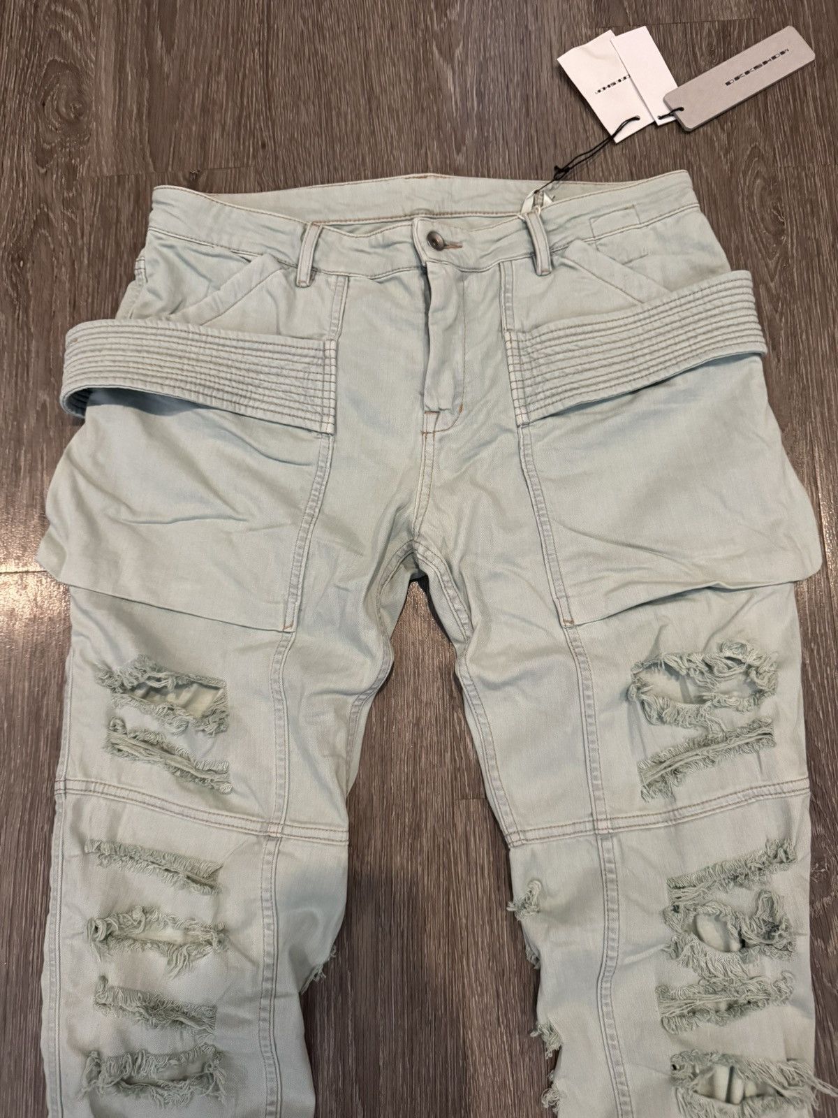Rick Owens Rick Owens Easy Creatch Cargo Pants in Shredded Aqua FW22 Size US 34 / EU 50 - 4 Thumbnail
