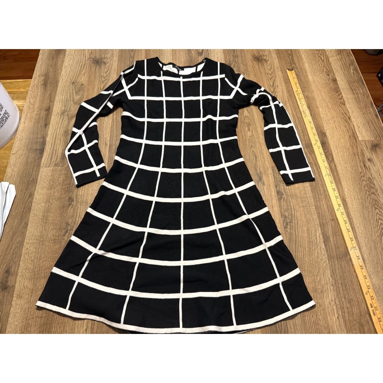 Vintage Cocobleu Dress Womens Size M Black White Checkered Long Sleeve Dress Size M / US 6-8 / IT 42-44 - 2 Thumbnail