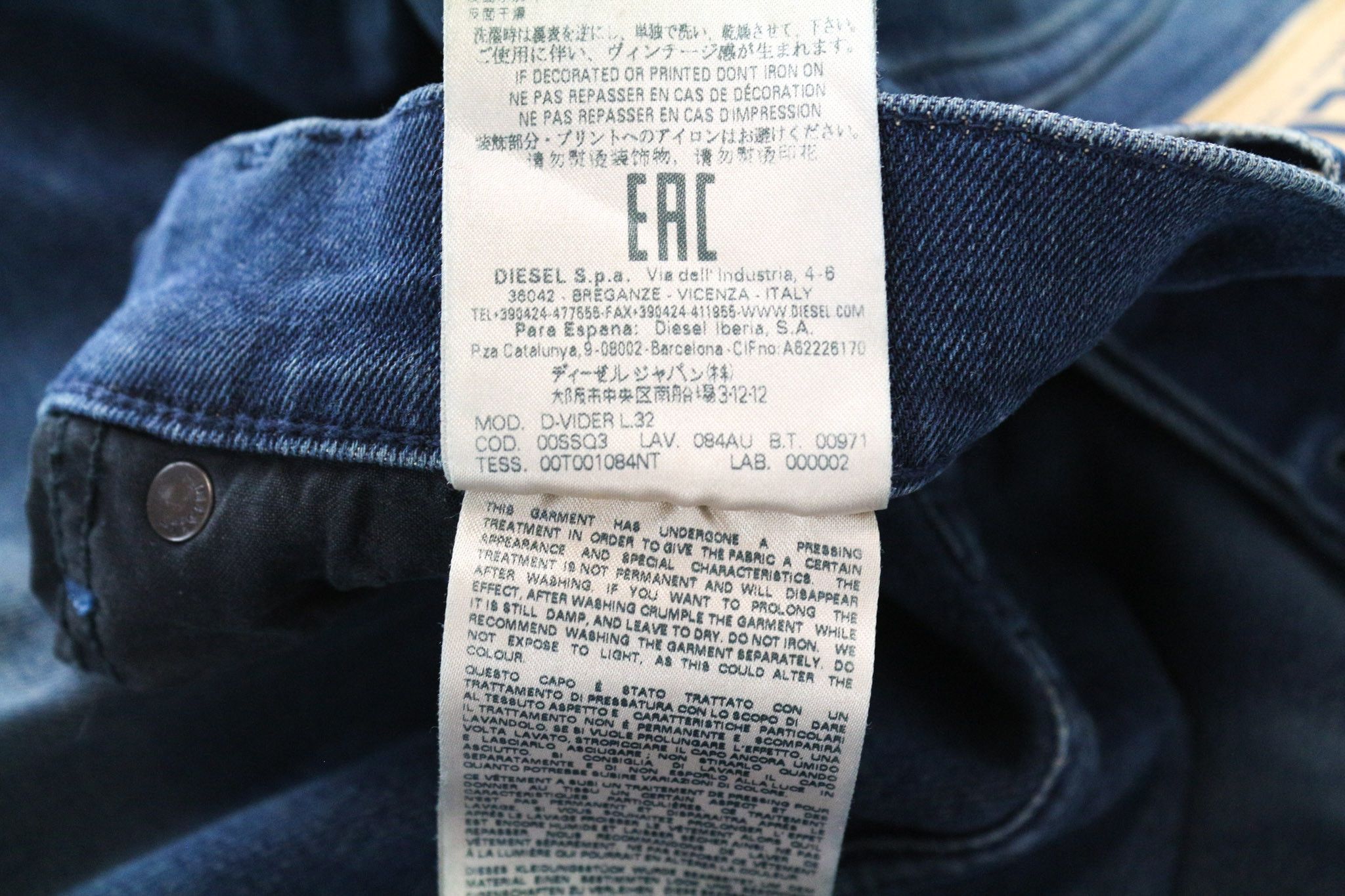 Diesel D-VIDER 084AU W28/L32 Blue Stretch Jeans 74282 Size US 28 / EU 44 - 8 Thumbnail