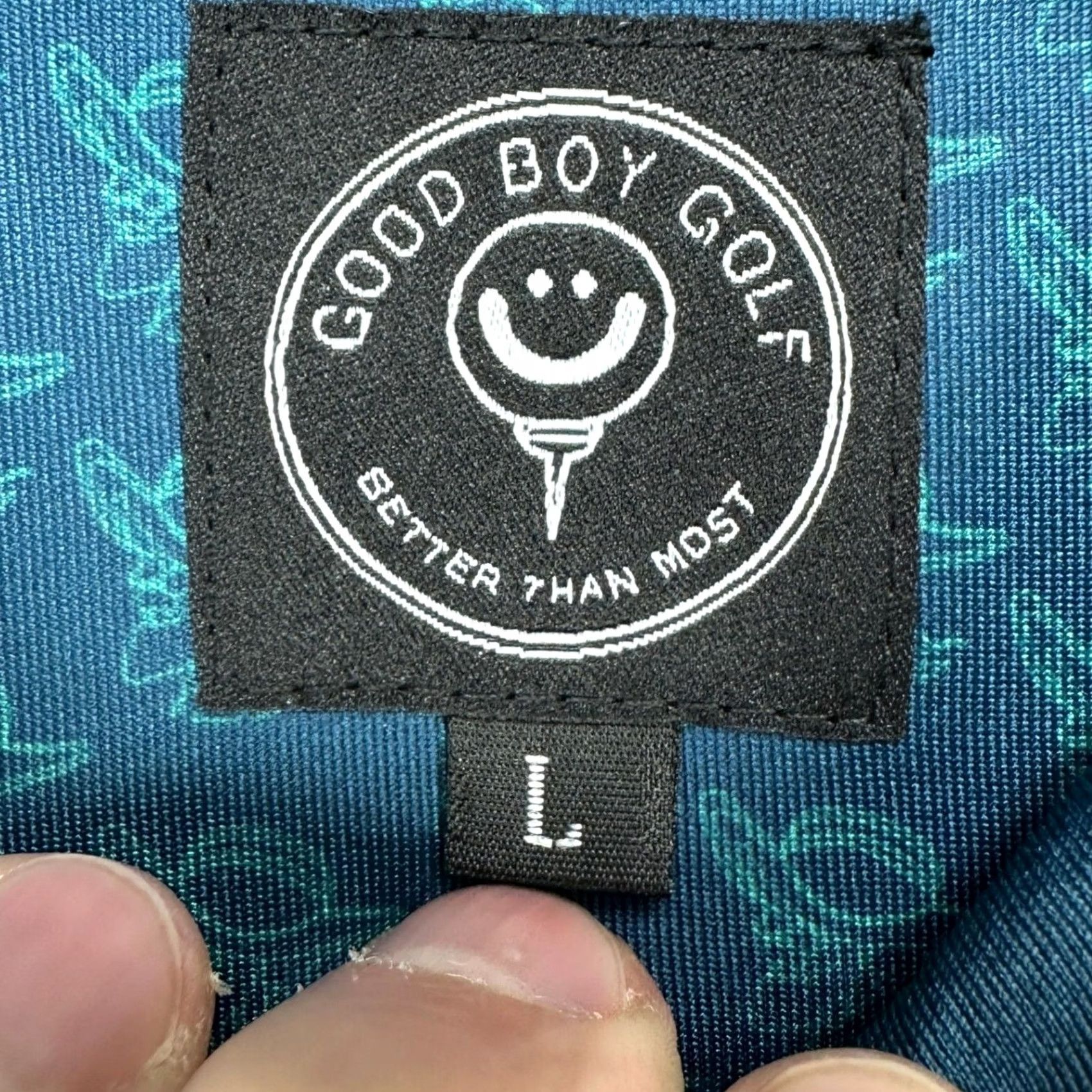 Vintage VINTAGE Good Boy Polo Shirt Geometric Athletic Stretch Rugby Golf Teal Blue Mens Large Short Sleeve Collared Breathing Comfort Shirt Size US L / EU 52-54 / 3 - 4 Thumbnail