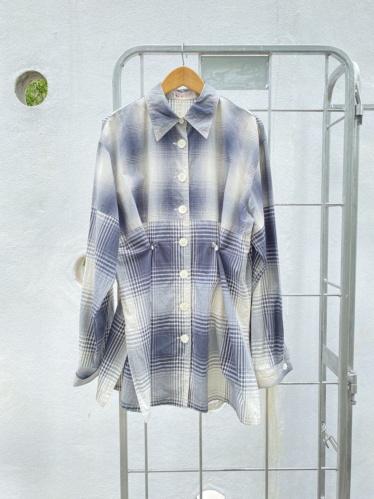 A.O. CMS × Japanese Brand A.O. O.A. Long Sleeve Black & White Plaid Shirt Dress Size L / US 10 / IT 46 - 16 Thumbnail