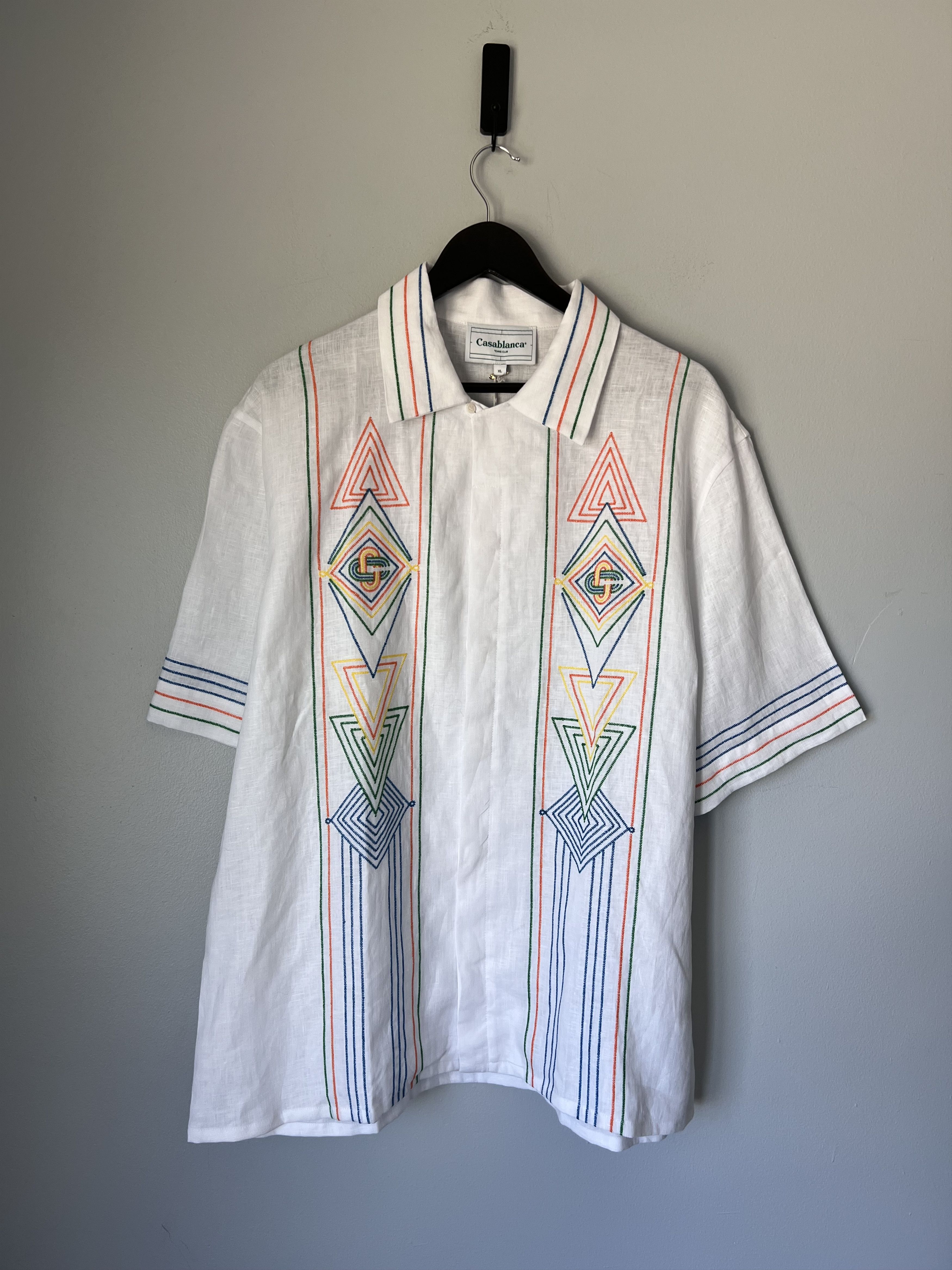 Casablanca Casablanca Musique Embroidered Linen Button Up Shirt Size US XL / EU 56 / 4 - 1 Thumbnail