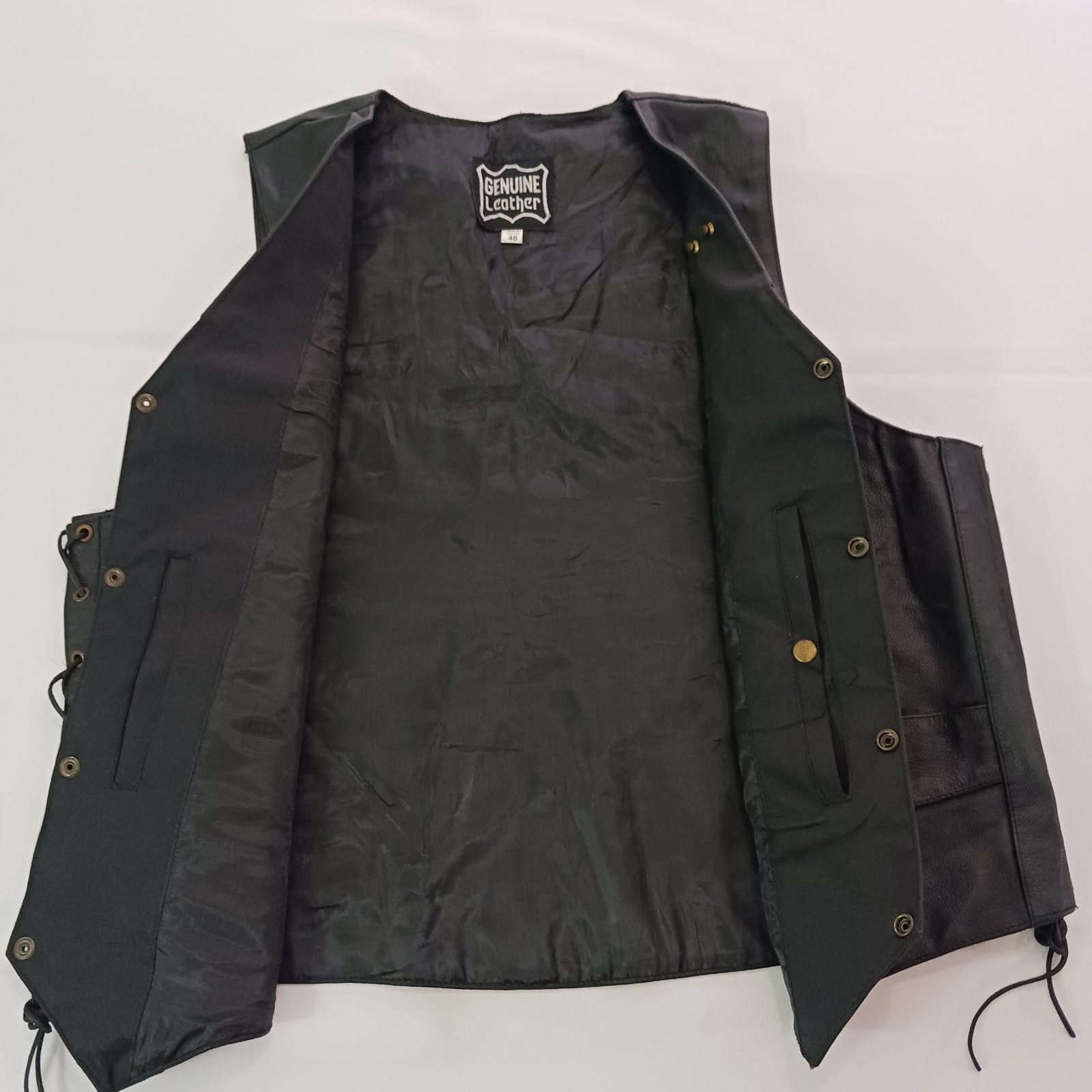 Genuine Leather Genuine Leather Men's Black Real Leather Snap Button Vest 48 Size US M / EU 48-50 / 2 - 10 Thumbnail