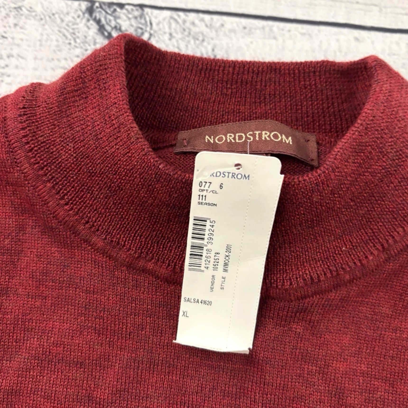 Nordstrom Nordstrom Italian Wool Mock Neck Sweater XL Men Red Pullover Wool Mock Neck Mens XL Red Size US XL / EU 56 / 4 - 2 Thumbnail