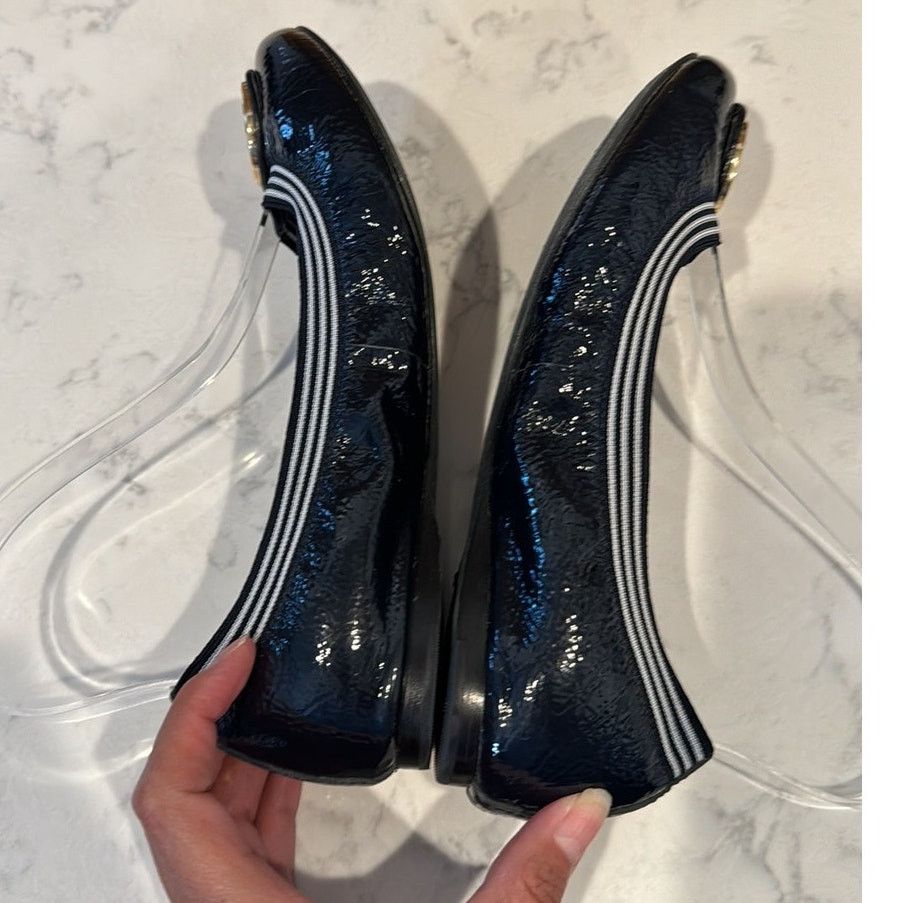 Tory Burch Tory Burch Navy Blue Patent Leather Croline Ballet Flats Size US 6.5 / IT 36.5 - 7 Thumbnail