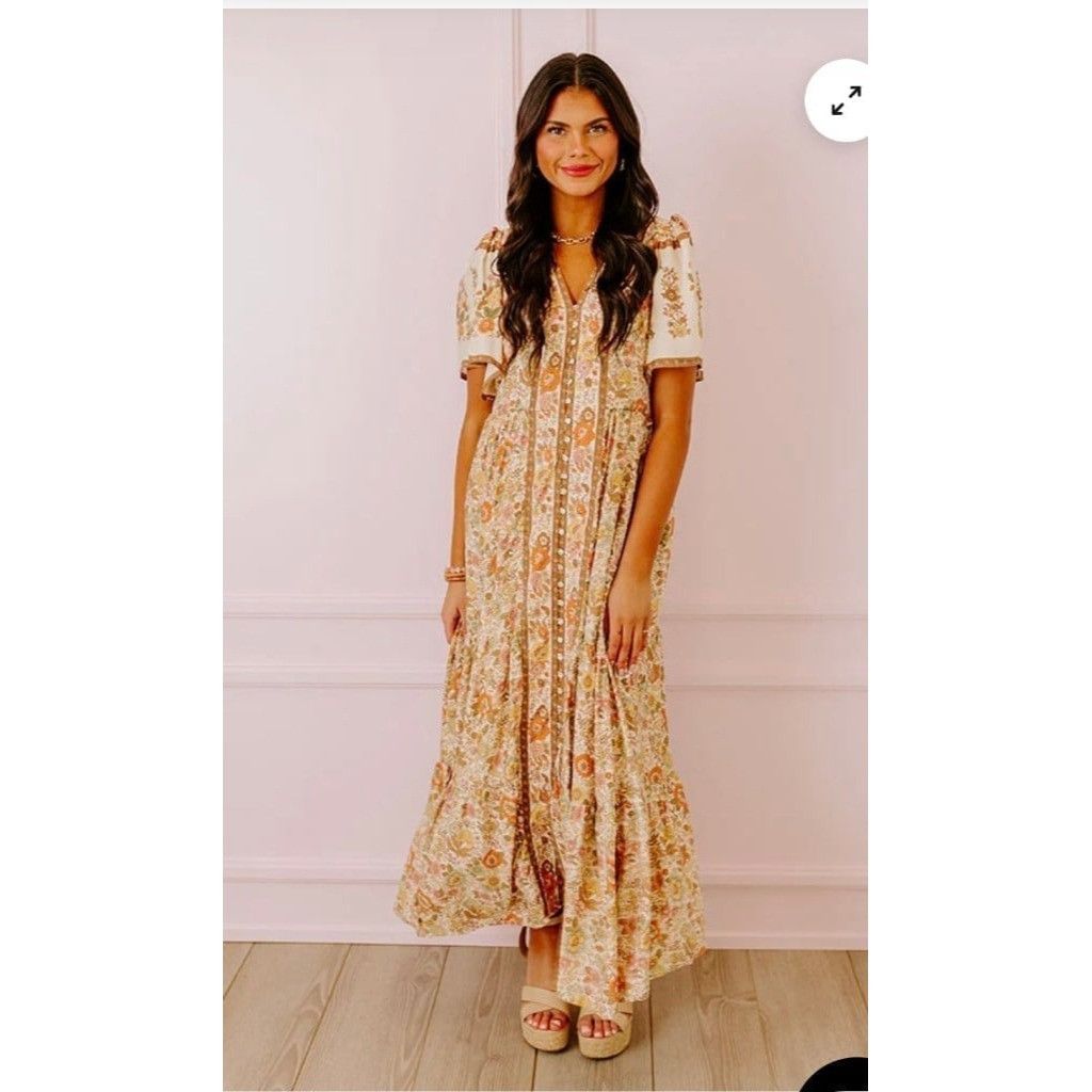 Other In Loom Boho Floral Midi Dress Cottage Core Dress Prarie Soh Size S / US 4 / IT 40 - 1 Thumbnail
