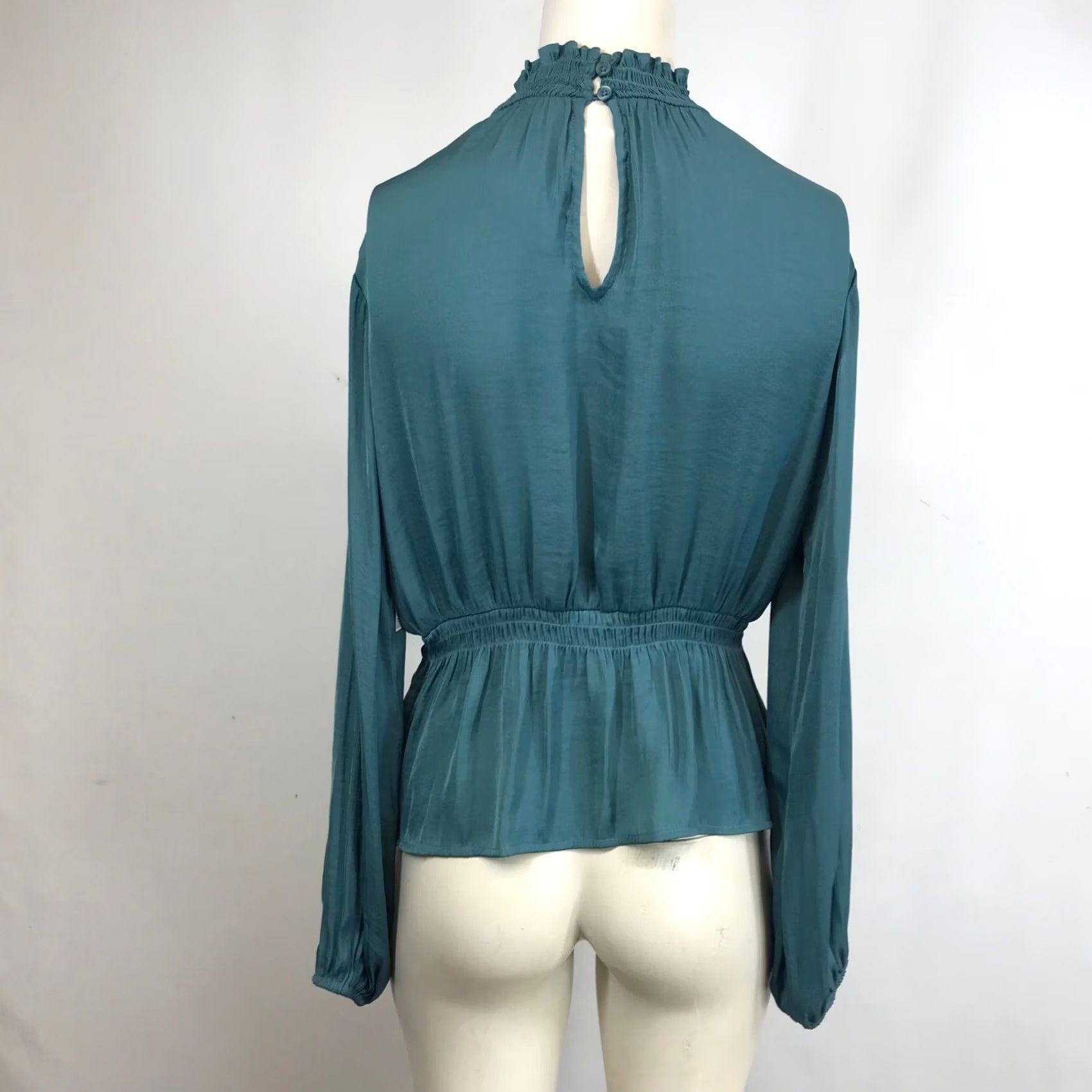 Nine West Nine West Blouse Teal Mock Neck Peplum Long Sleeve XS Women Size XS / US 0-2 / IT 36-38 - 5 Thumbnail