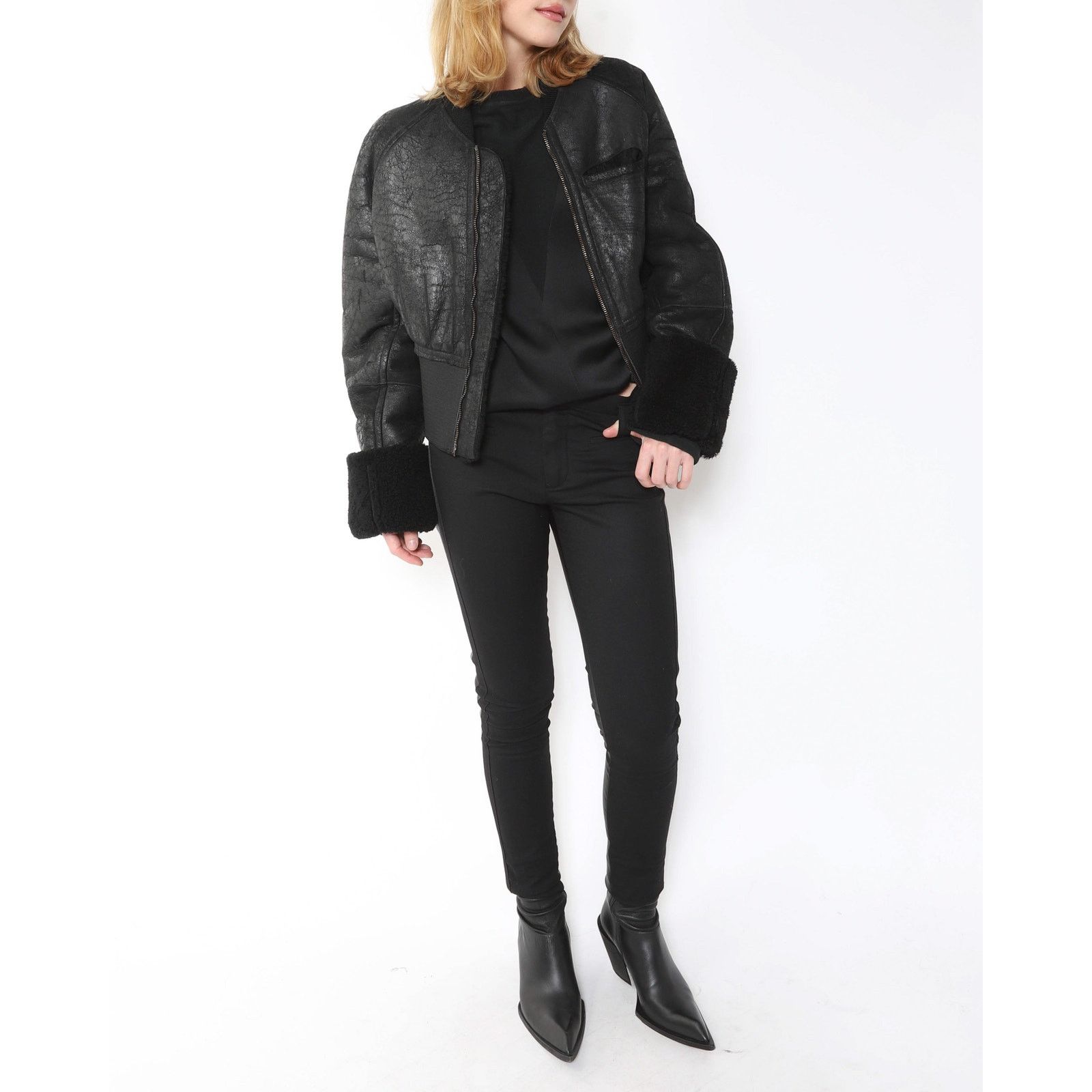 Haider Ackermann FW15 Sherling Jacket with Sintched Waist in Black Leather Size XS / US 0-2 / IT 36-38 - 7 Thumbnail