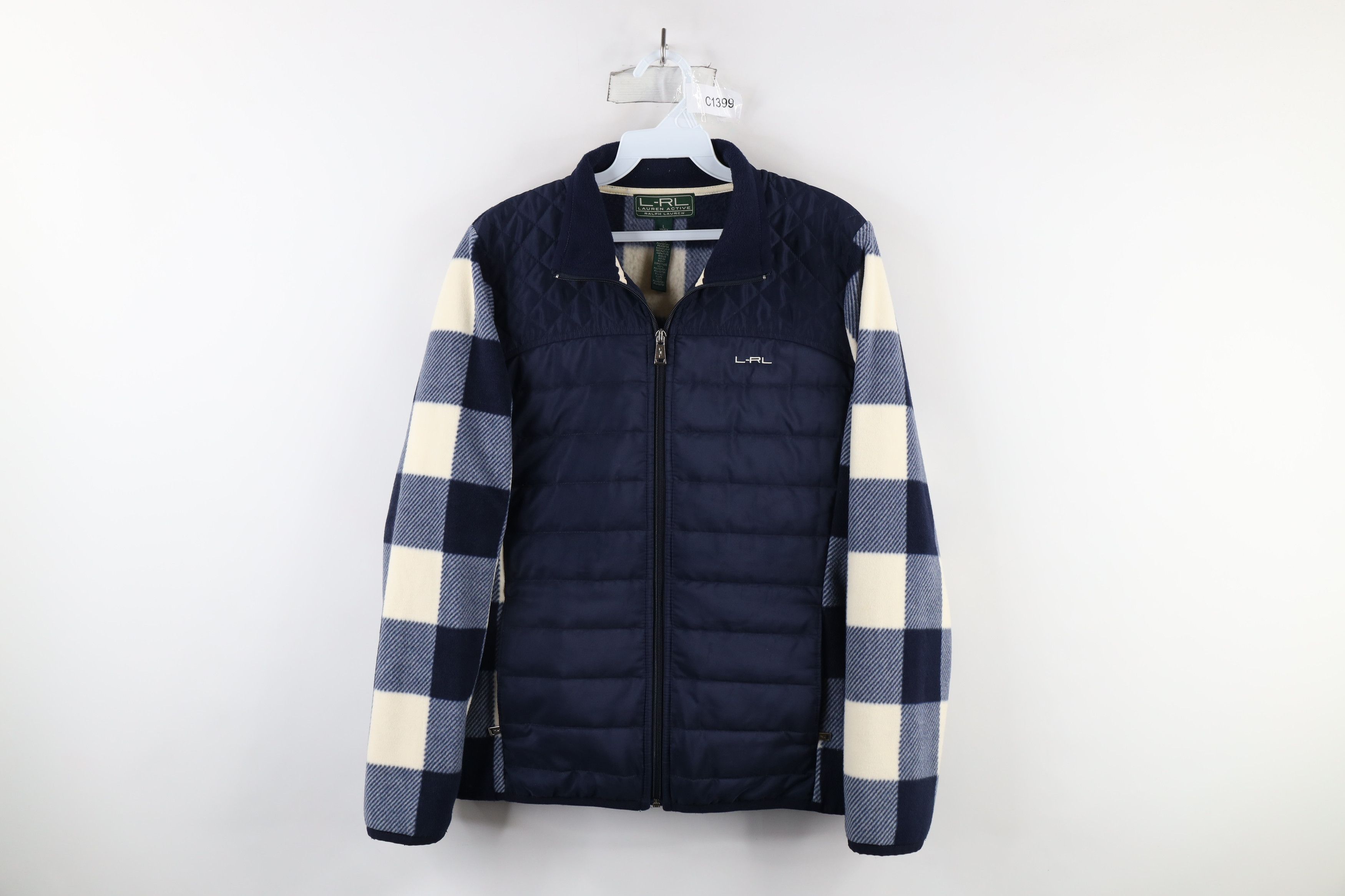 Ralph Lauren × Vintage Vintage Ralph Lauren Out Fleece Full Zip Puffer Jacket Plaid Size L / US 10 / IT 46 - 1 Thumbnail