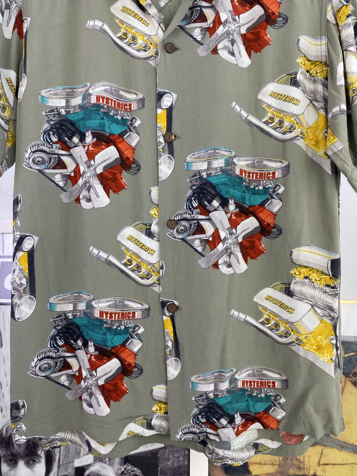 Hysteric Glamour 90’s Hysteric Engine All Over Print Rayon button ip Size US M / EU 48-50 / 2 - 2 Thumbnail