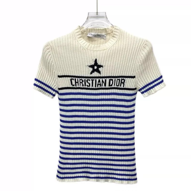 Dior Dior Color-blocked striped letter inlaid cotton round-neck Size XS / US 0-2 / IT 36-38 - 1 Thumbnail