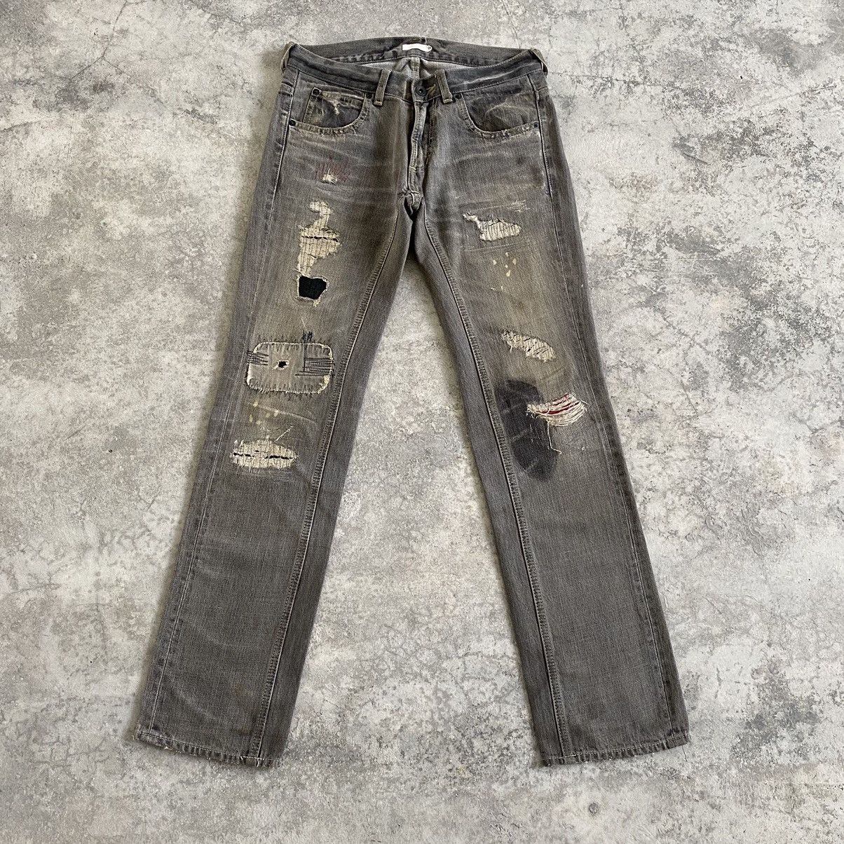Japanese Brand Vintage Vibgyor Ash Grey Reworked Repaired Jeans Size US 28 / EU 44 - 1 Thumbnail