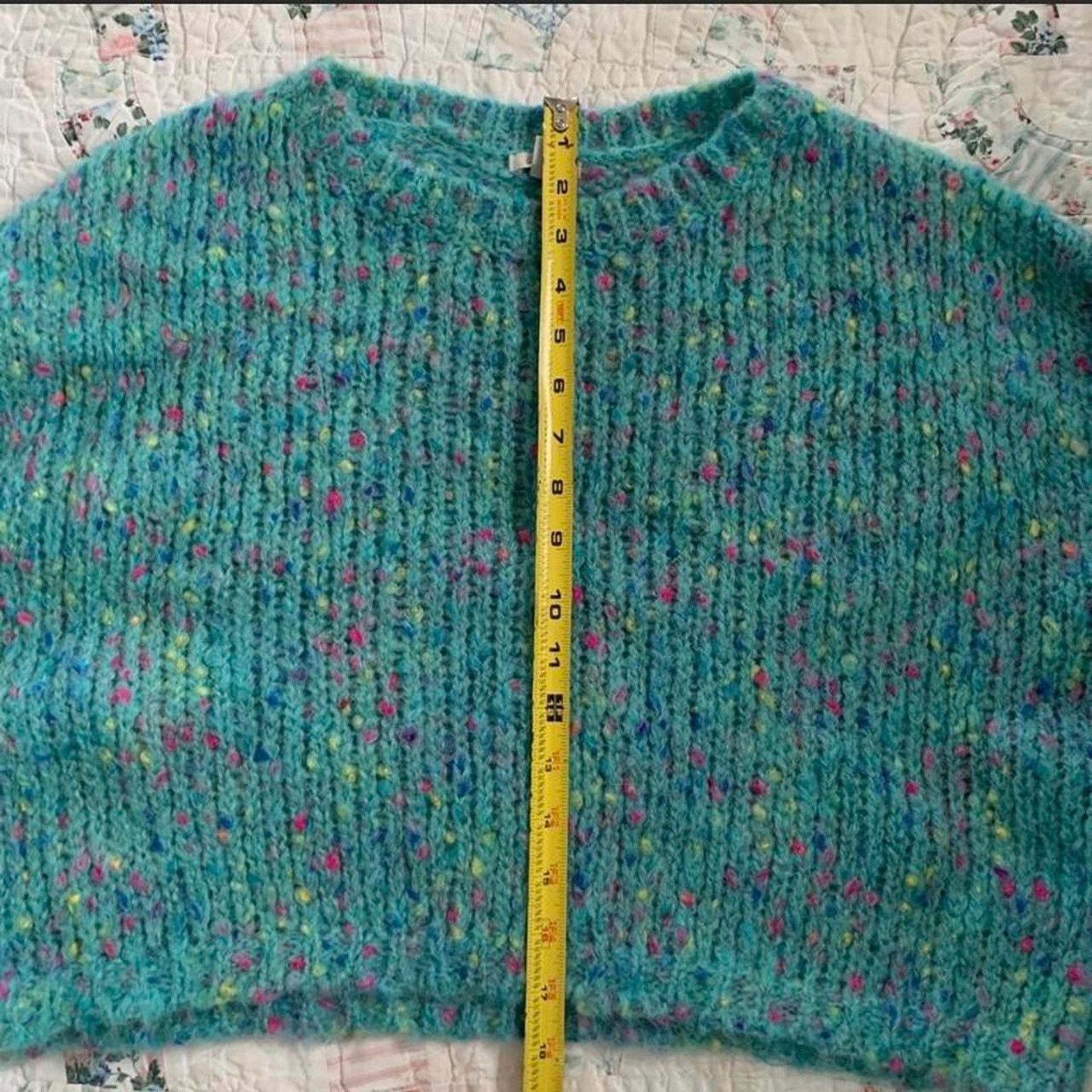 Other NWOT 90's Y2K FUZZY TURQUOISE TWEED WAIST LENGTH SWEATER Size ONE SIZE - 3 Thumbnail
