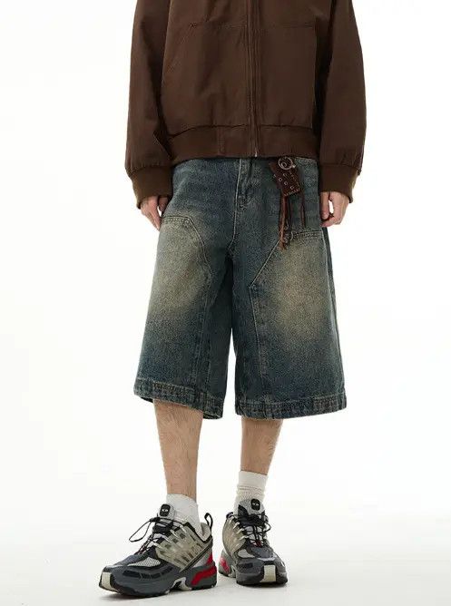 VIBE American retro wide-leg straight washed cargo denim shorts Size US 32 / EU 48 - 7 Thumbnail