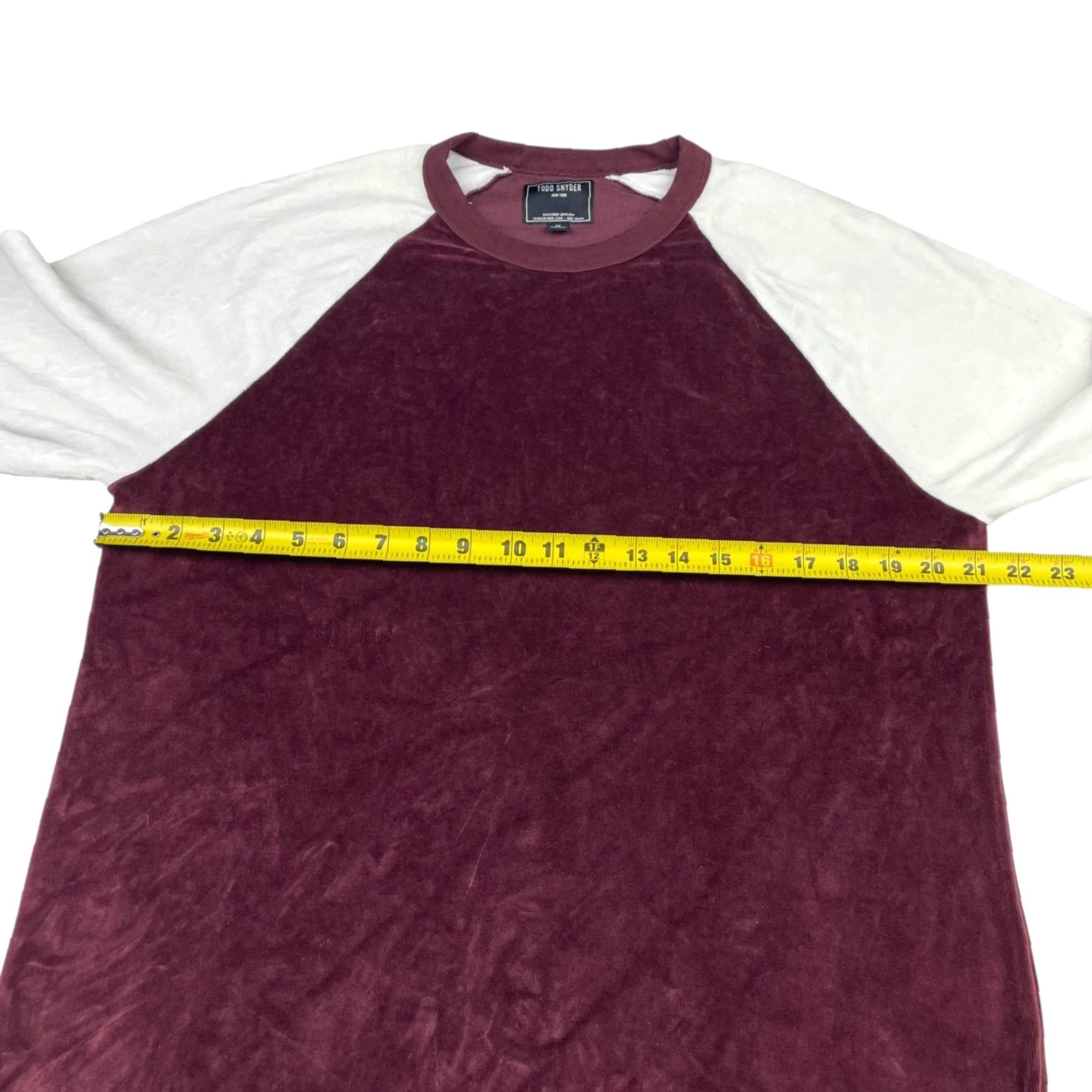 Todd Snyder Todd Snyder Men's Velvet/Velour Hoodie Burgundy/White Crewneck Medium Regular Size US M / EU 48-50 / 2 - 8 Thumbnail