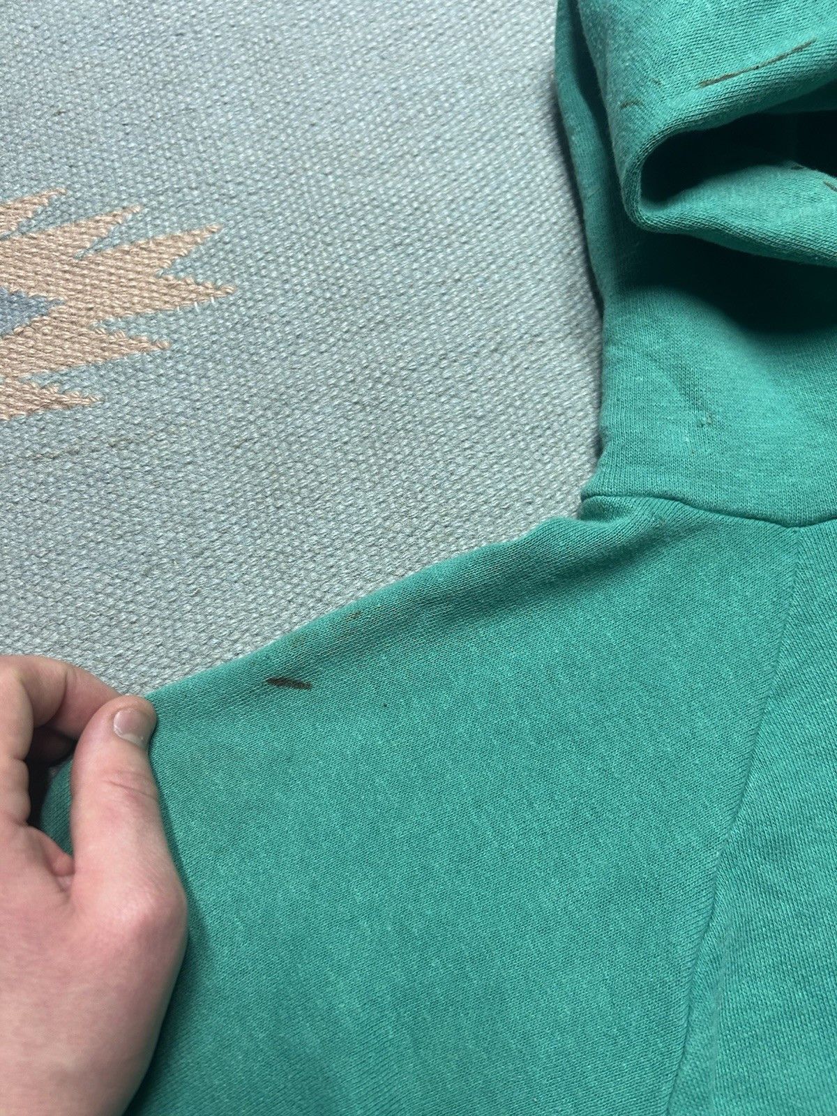 Vintage VTG 70s hoodie sweatshirt blank teal turquoise distressed M Size US M / EU 48-50 / 2 - 4 Thumbnail