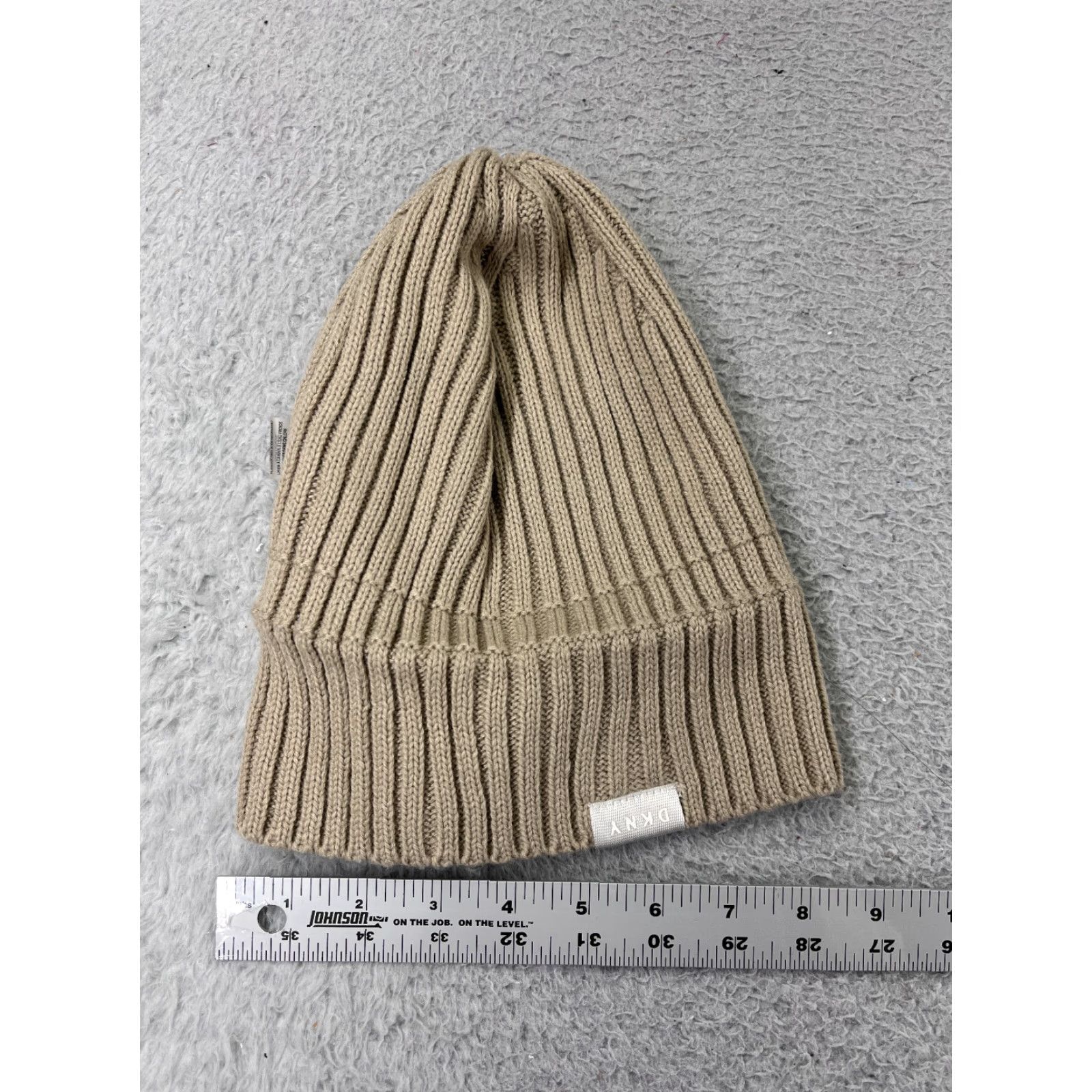 DKNY DKNY Beanie Hat Womens One Size Beige Ribbed Knit 100% Acrylic Snow Ski Theme Beanie Womens 90s (if applicable) Mens Size ONE SIZE - 4 Thumbnail