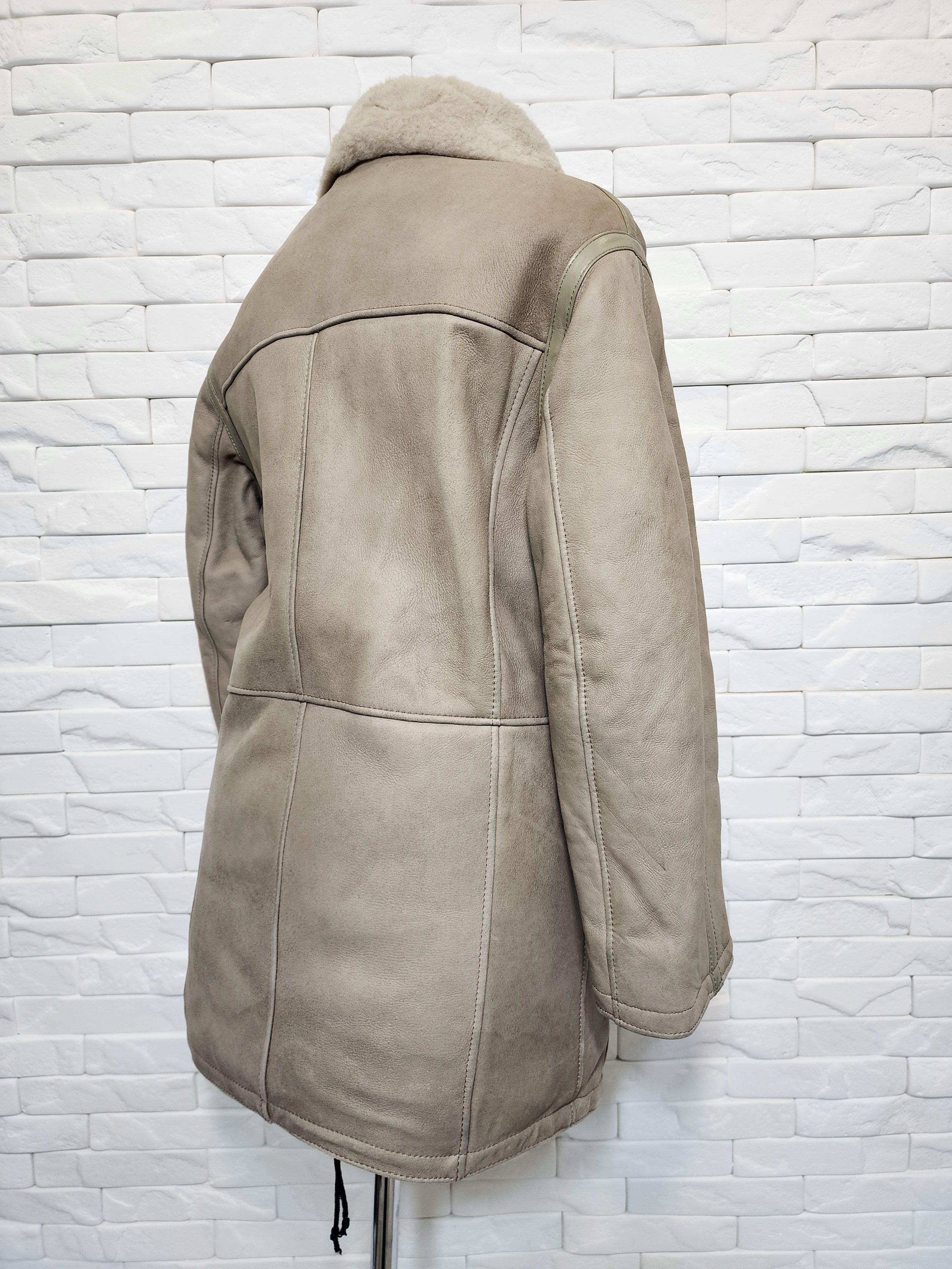 Genuine Leather Men's Gray Sheepskin Coat: Zipper-Up Winter Coat Size US M / EU 48-50 / 2 - 5 Thumbnail