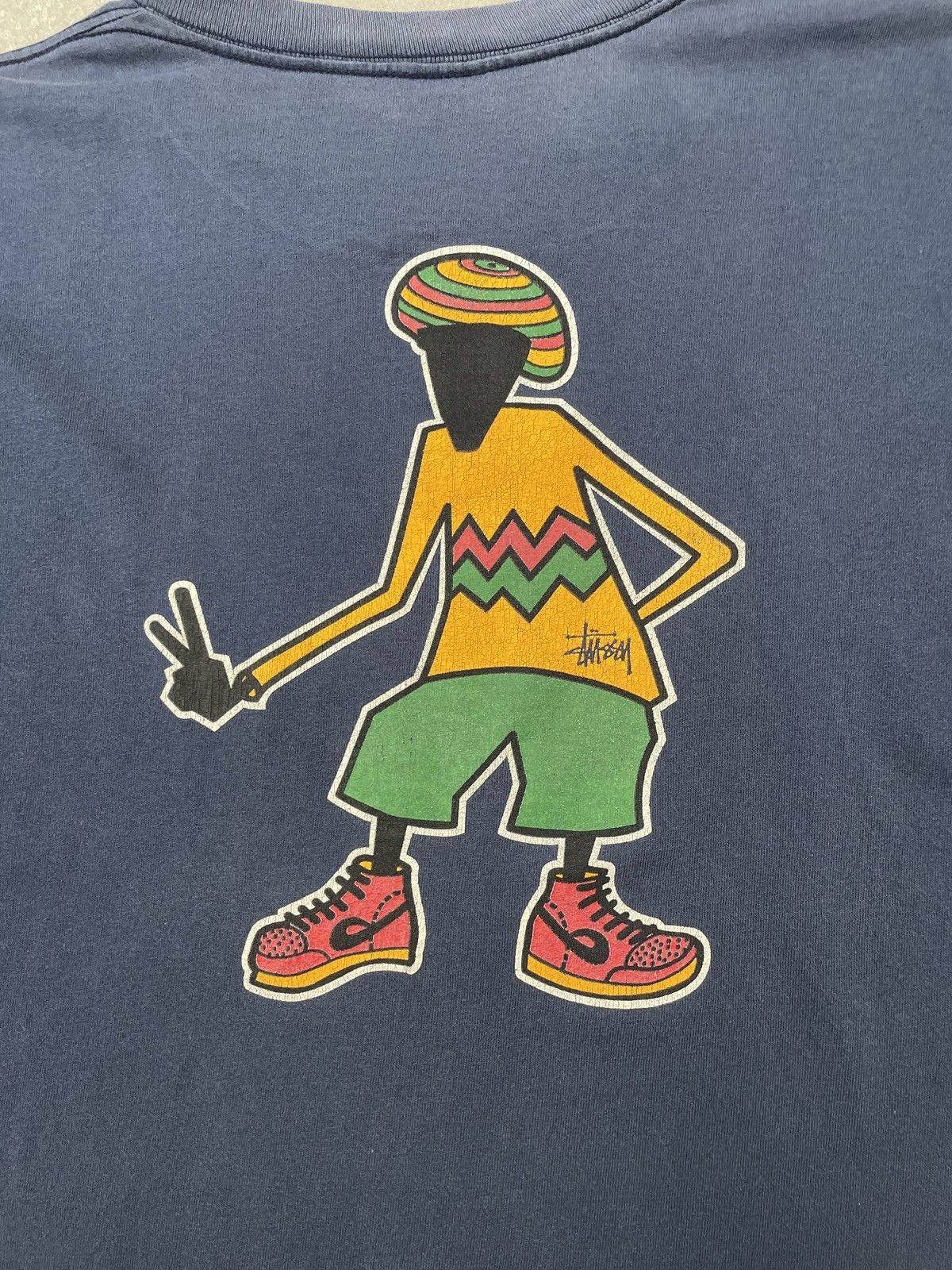 image of 90's Vintage Stussy Rasta Tee in Blue, Men's (Size Large)