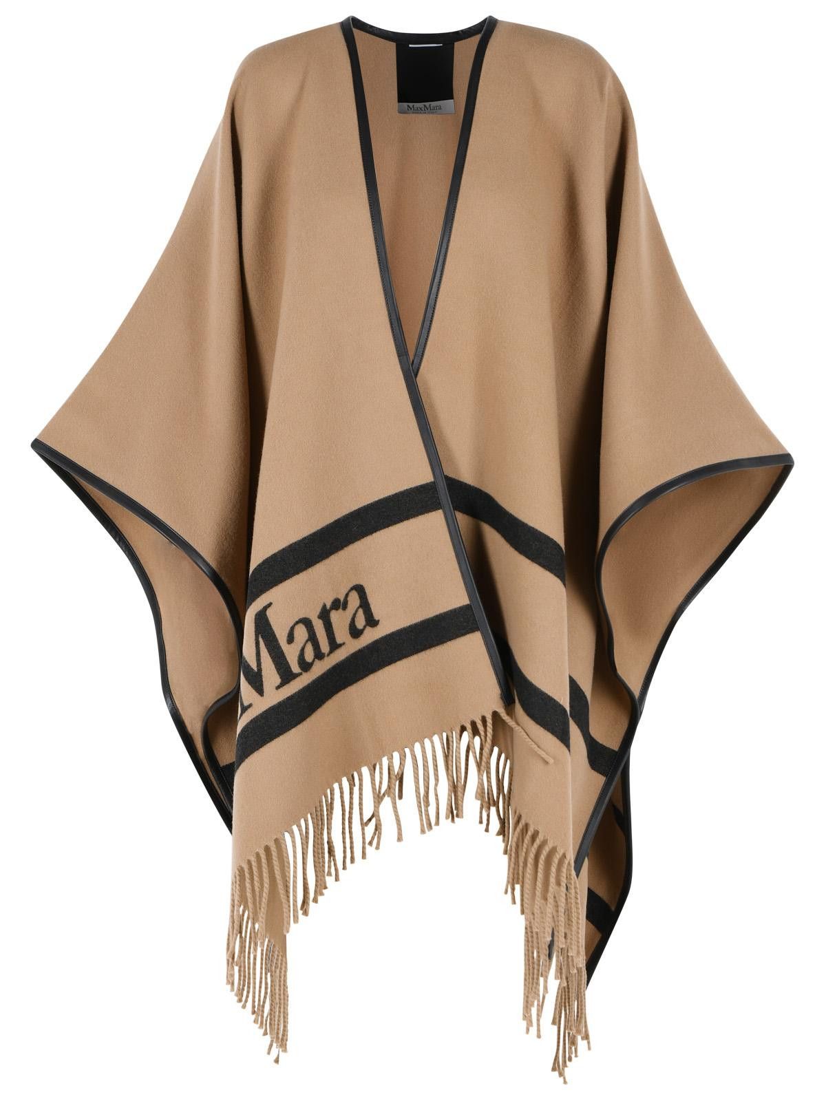 Max Mara MAX MARA 'Aris' Camel Jacquard Wool Poncho Size M / US 6-8 / IT 42-44 - 1 Thumbnail