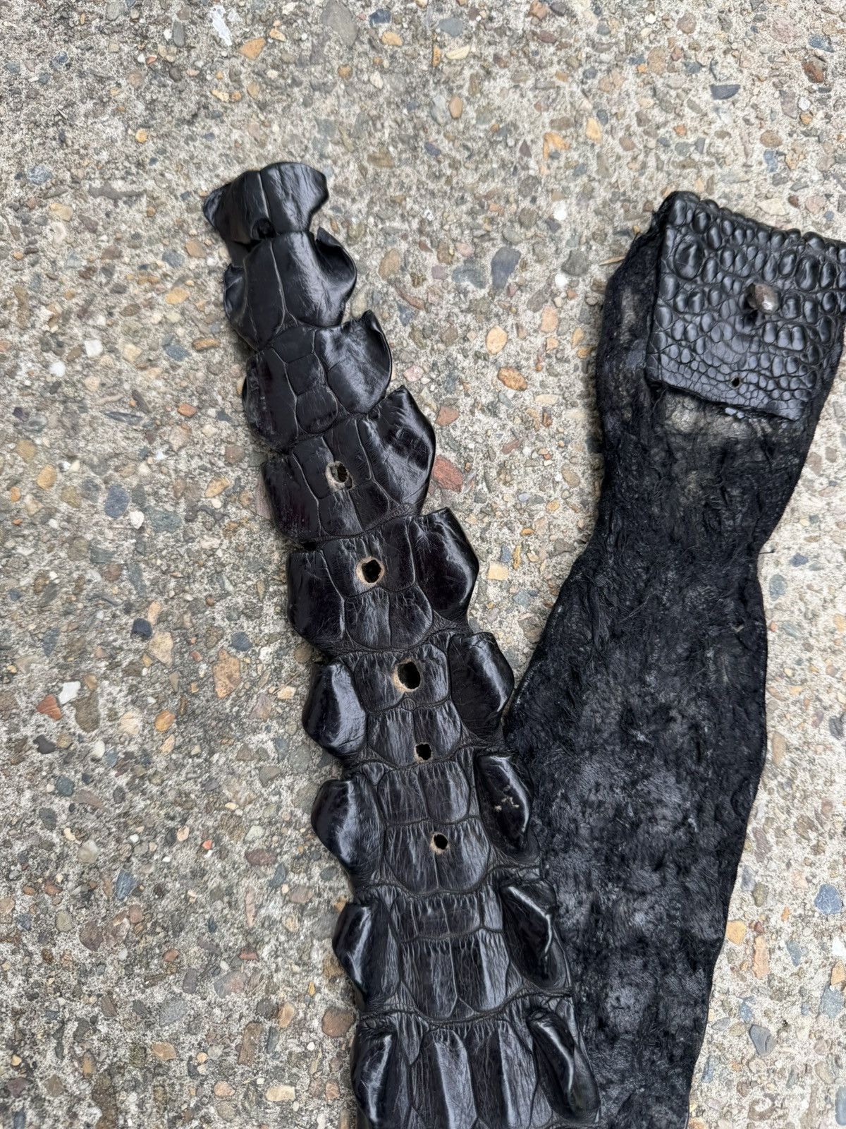 Other Vintage Black Crocodile Leather Belt – Statement / Texture Size ONE SIZE - 3 Thumbnail