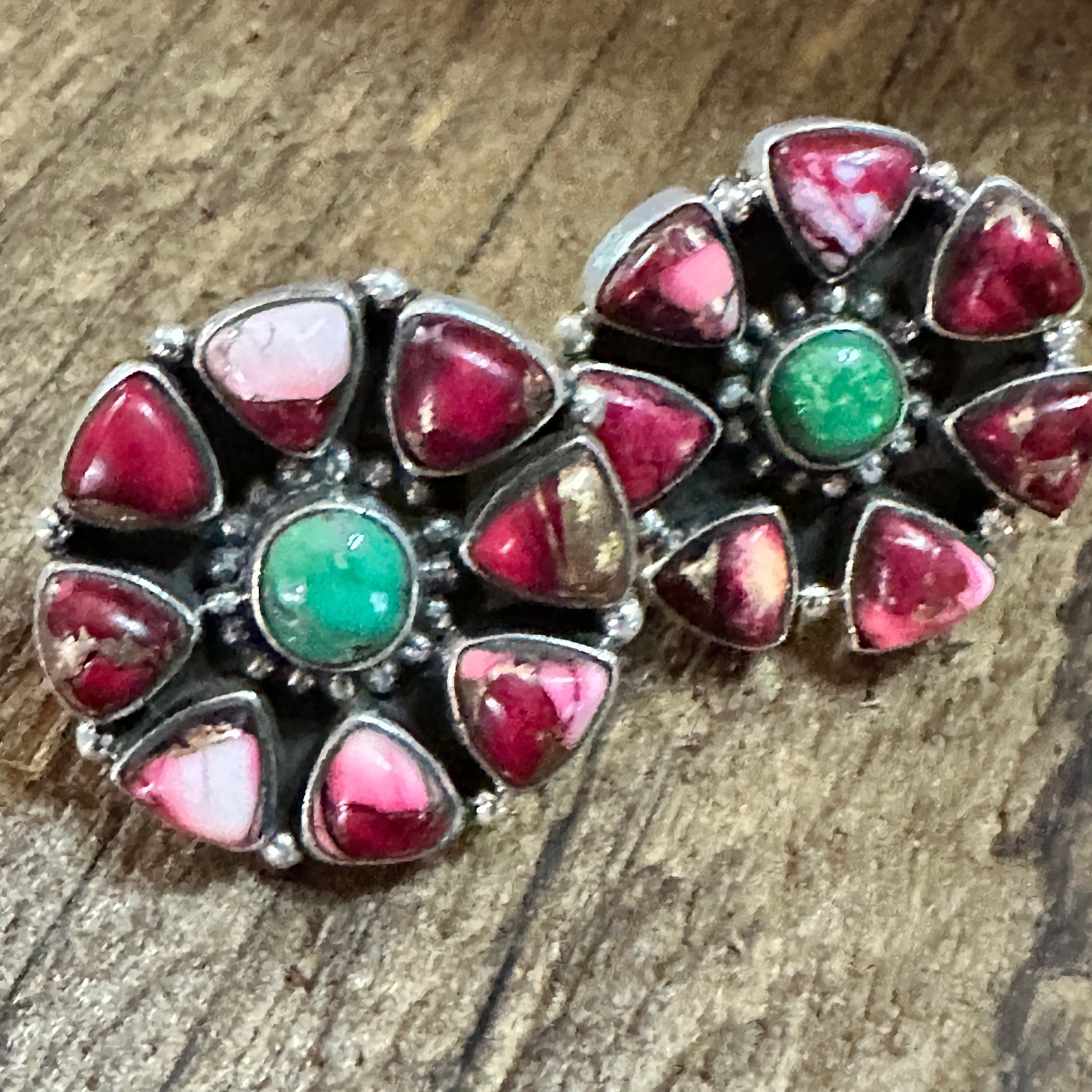 Other Handmade Sterling Silver Red Rose Dahlia With Emerald Valley Size ONE SIZE - 7 Thumbnail