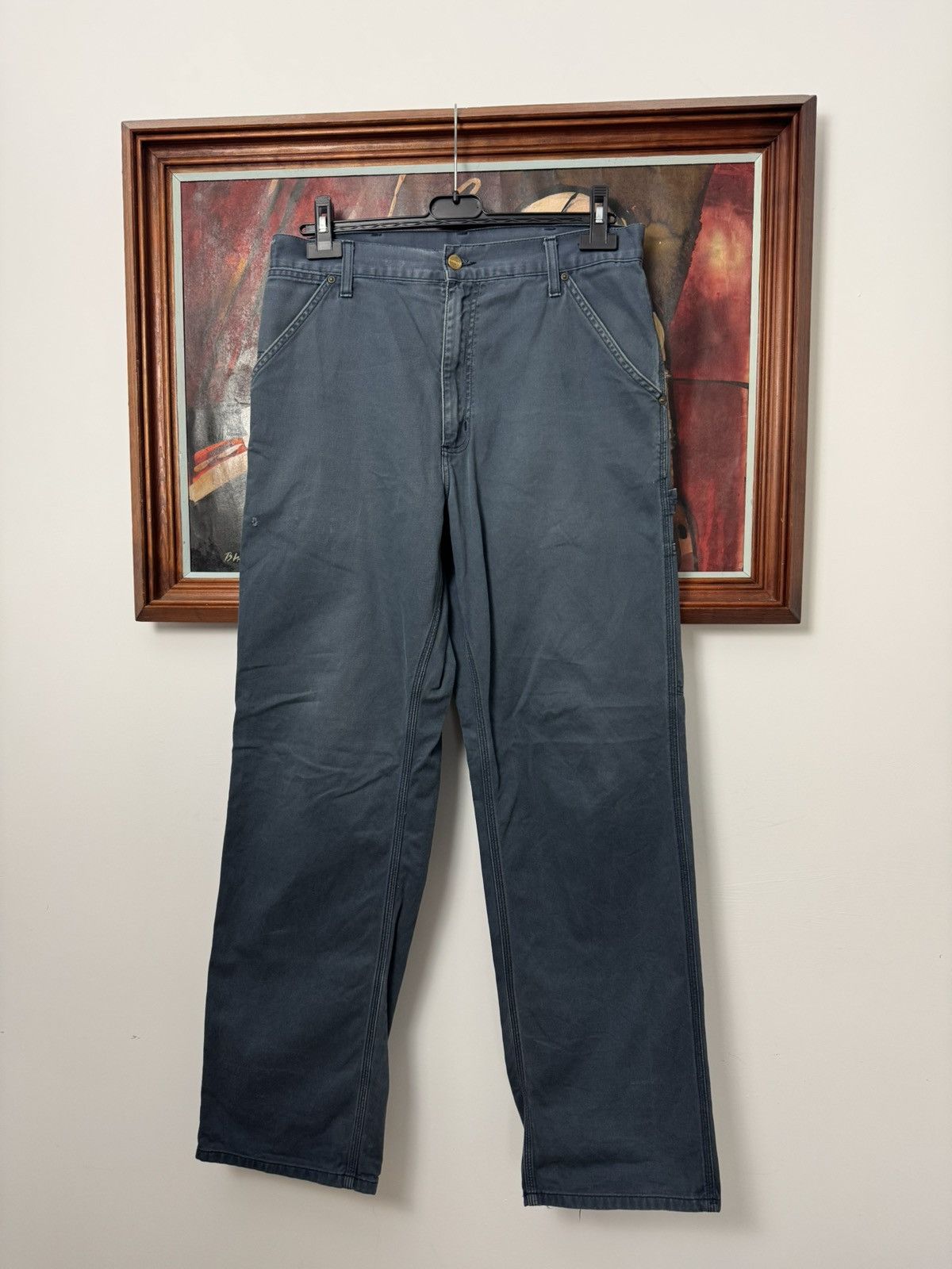 Carhartt Vintage 90s Carhartt Single Knee Washed Navy Rare Work Pant Size US 31 - 2 Thumbnail