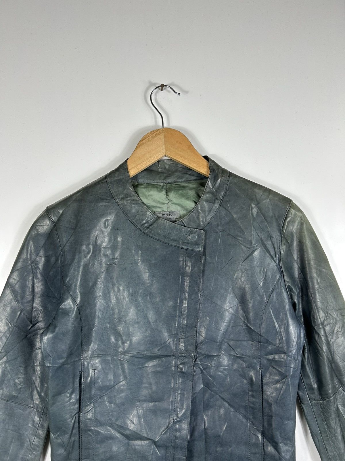 Designer × M0851 🔥M0851 Distressed Genuine Leather Cropped Rider Jacket Size XS / US 0-2 / IT 36-38 - 4 Thumbnail