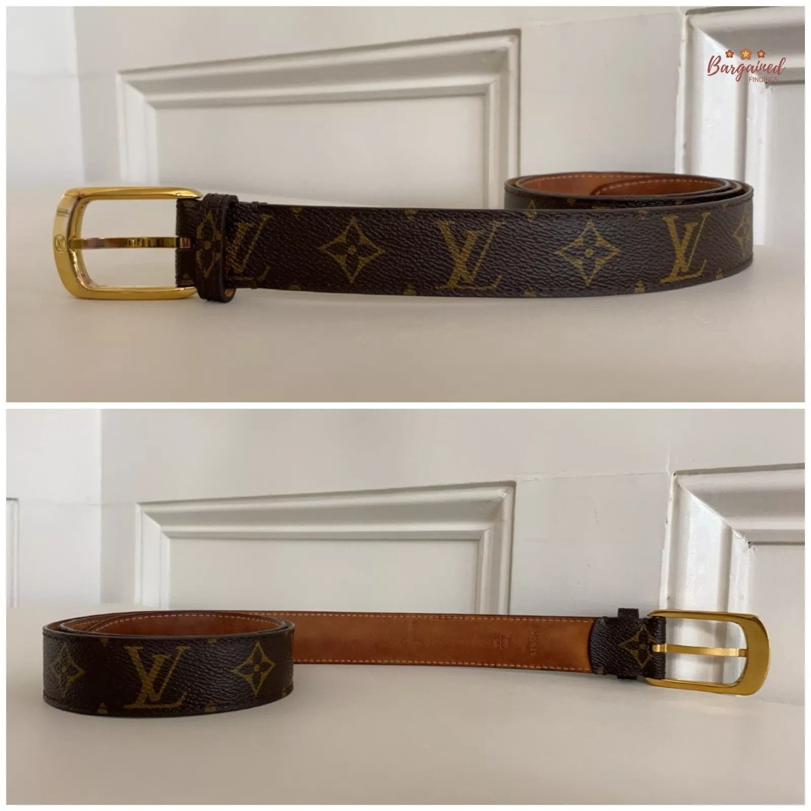 Louis Vuitton Louis Vuitton Monogram Canvas Leather Ellipse Gold Belt Size 30 - 6 Thumbnail