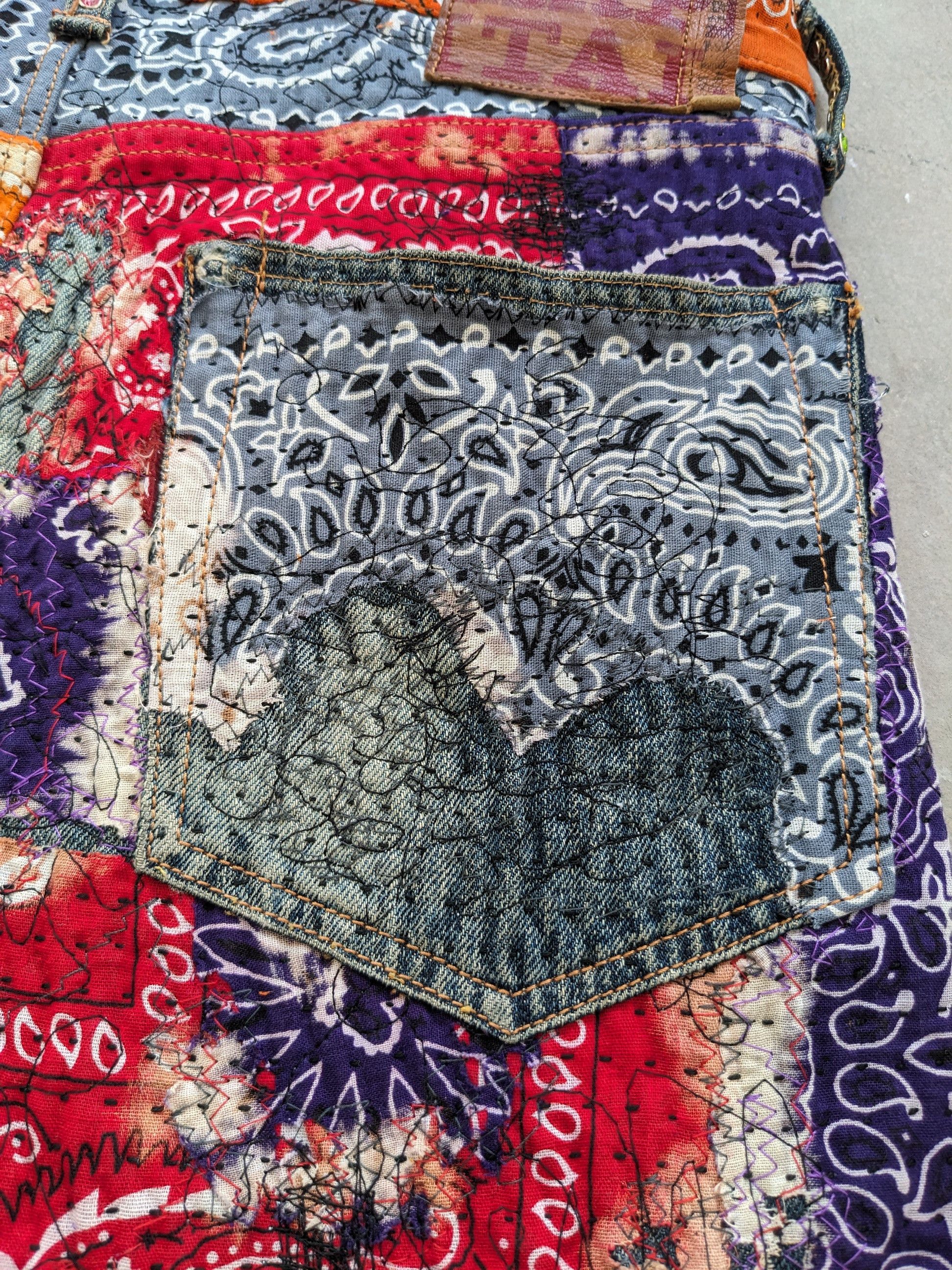 Art Comes First × Japanese Brand × Kapital 1/1 World Kapital Reconstruction Denim Bandana Over Design Size US 35 - 23 Thumbnail
