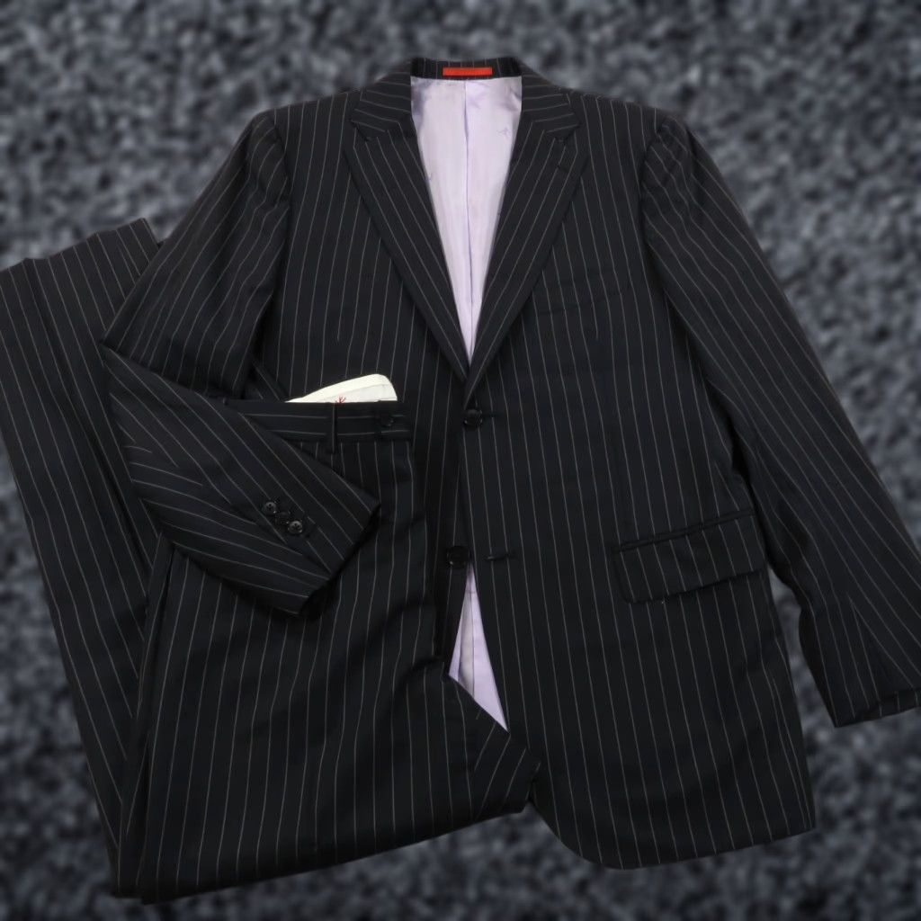 ISAIA Suit 42R Navy Pinstripe Wool 2 Piece Men/Adult Regular