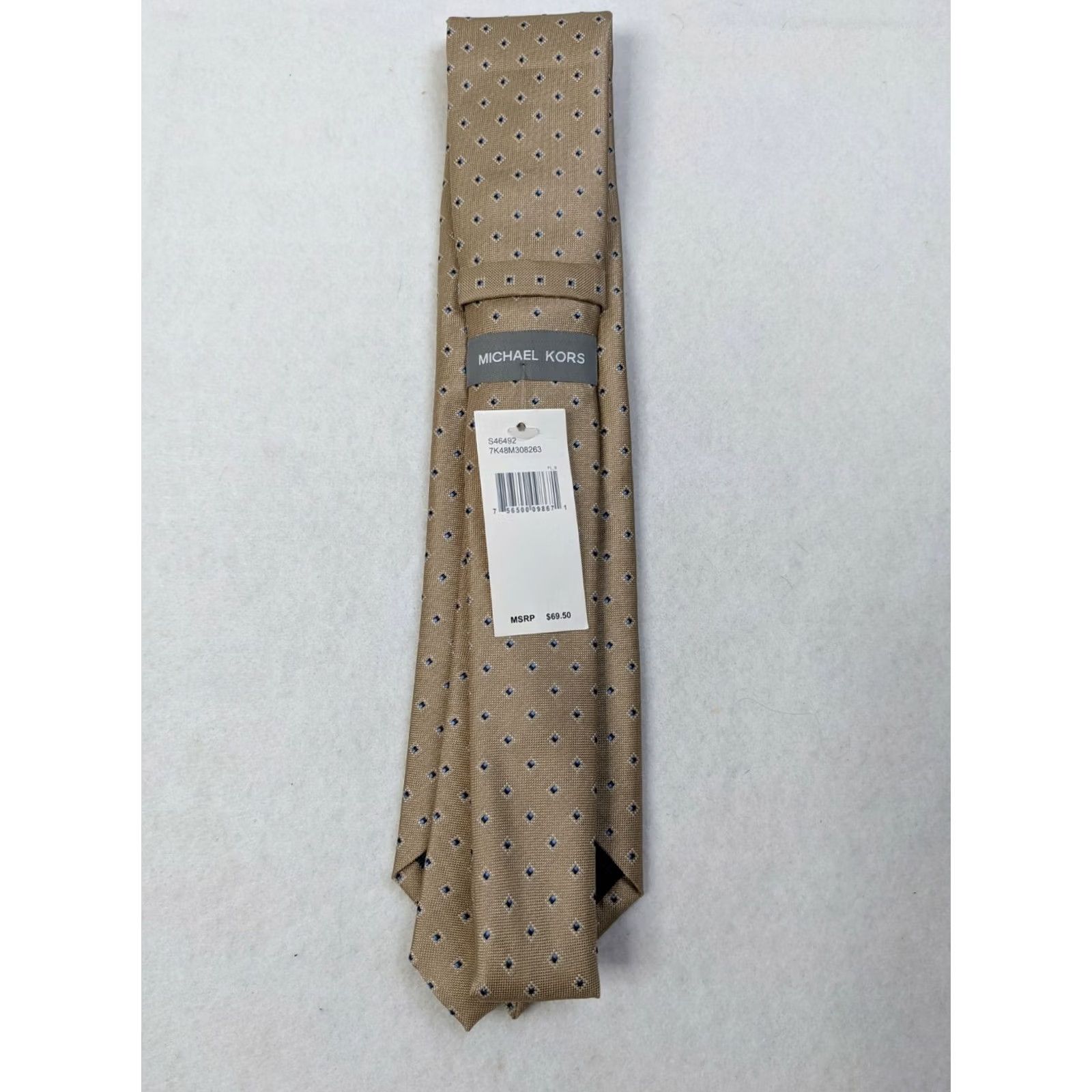 Michael Kors Michael Kors Men's Tie Geometric Blue Brown Silk Satin 58" One Size 3" Wide New Size ONE SIZE - 3 Thumbnail