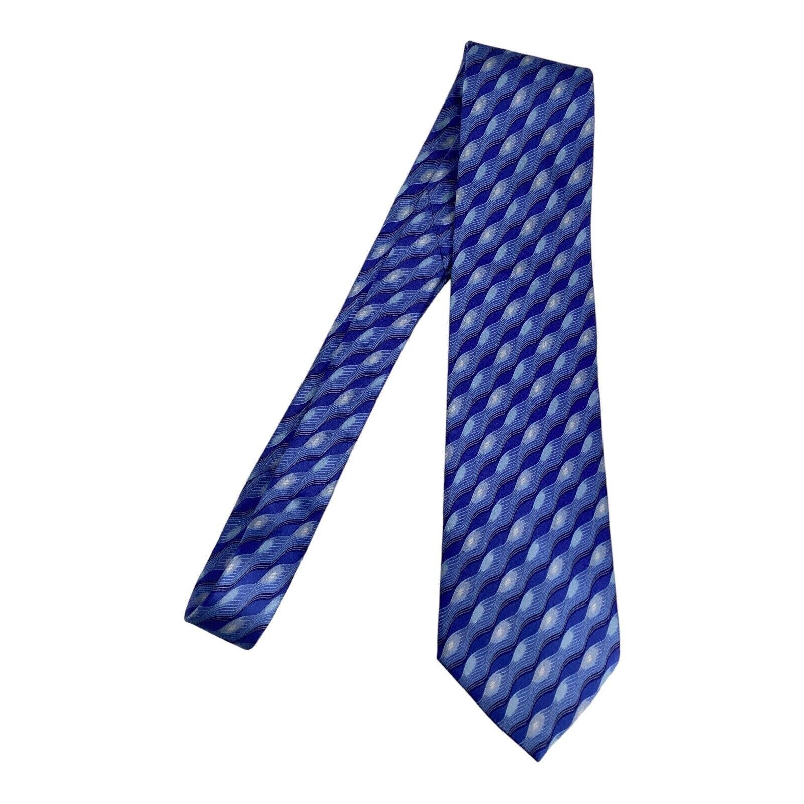 Lanvin LANVIN PARIS Blue Geometric Luxury Designer Silk Tie France Size ONE SIZE - 6 Thumbnail
